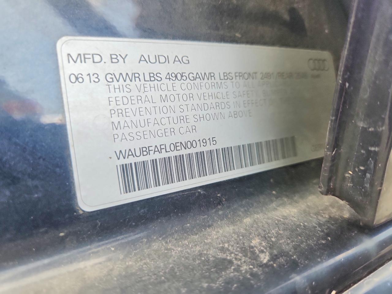 2014 Audi A4 Premium Gray vin: WAUBFAFL0EN001915