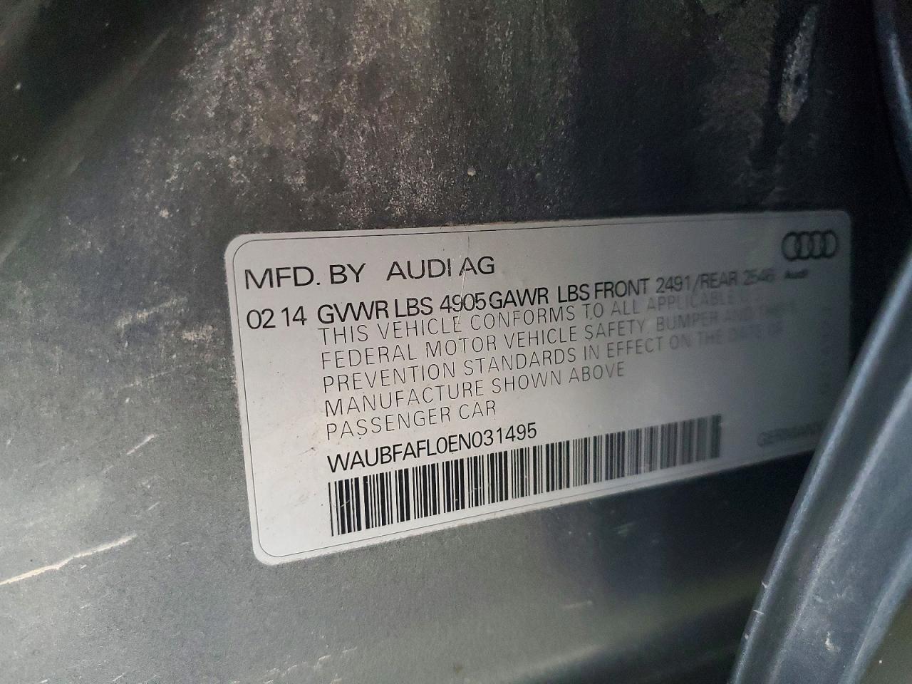2014 Audi A4 Premium Серебряный vin: WAUBFAFL0EN031495