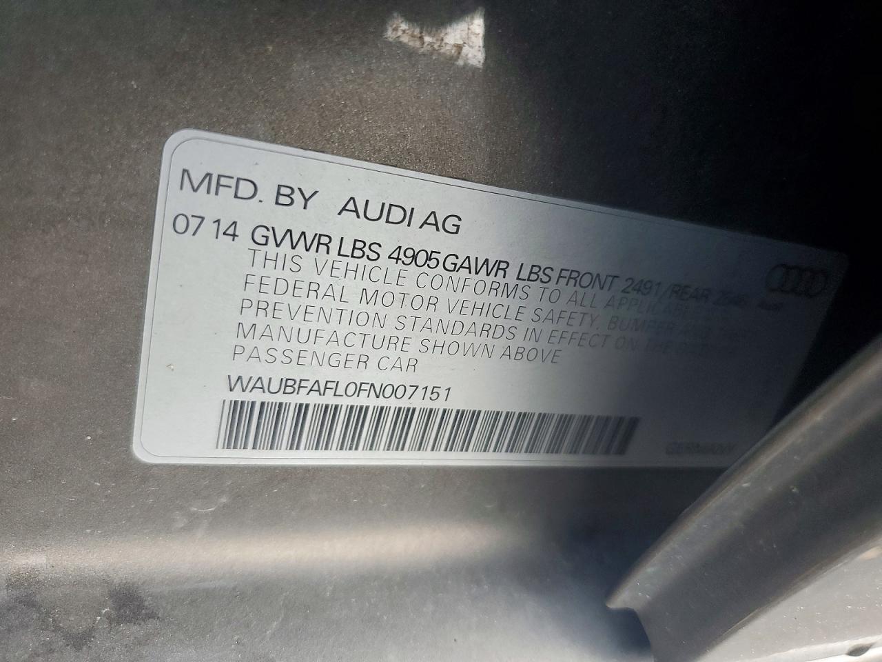 2015 Audi A4 Premium Gray vin: WAUBFAFL0FN007151