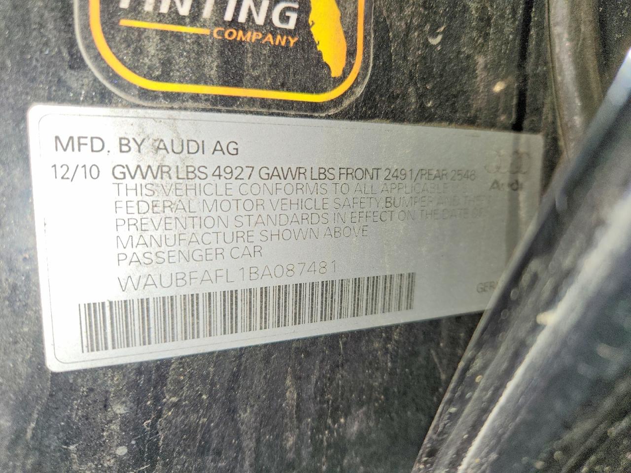 2011 Audi A4 Premium Black vin: WAUBFAFL1BA087481