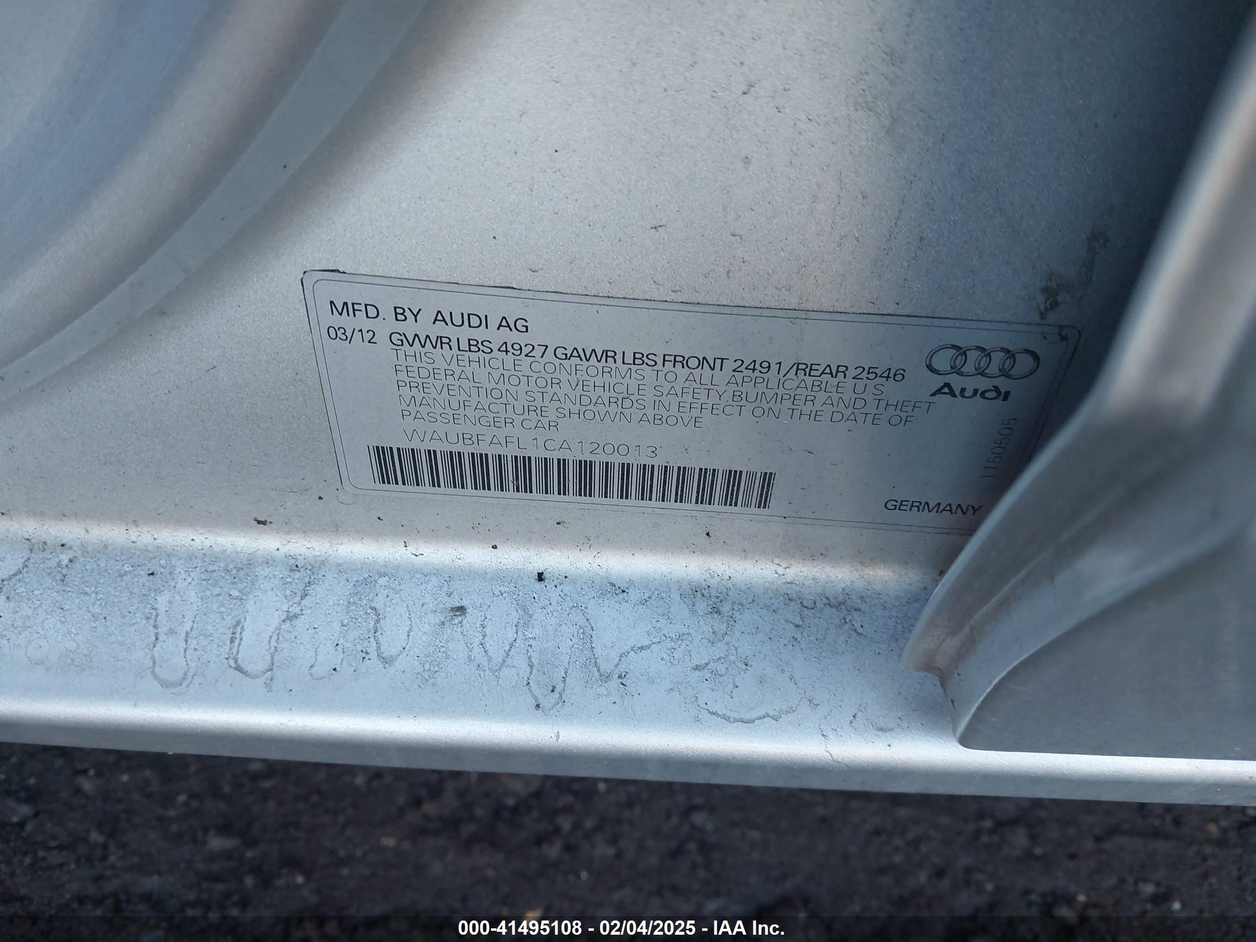 2012 Audi A4 2.0t Premium Gray vin: WAUBFAFL1CA120013