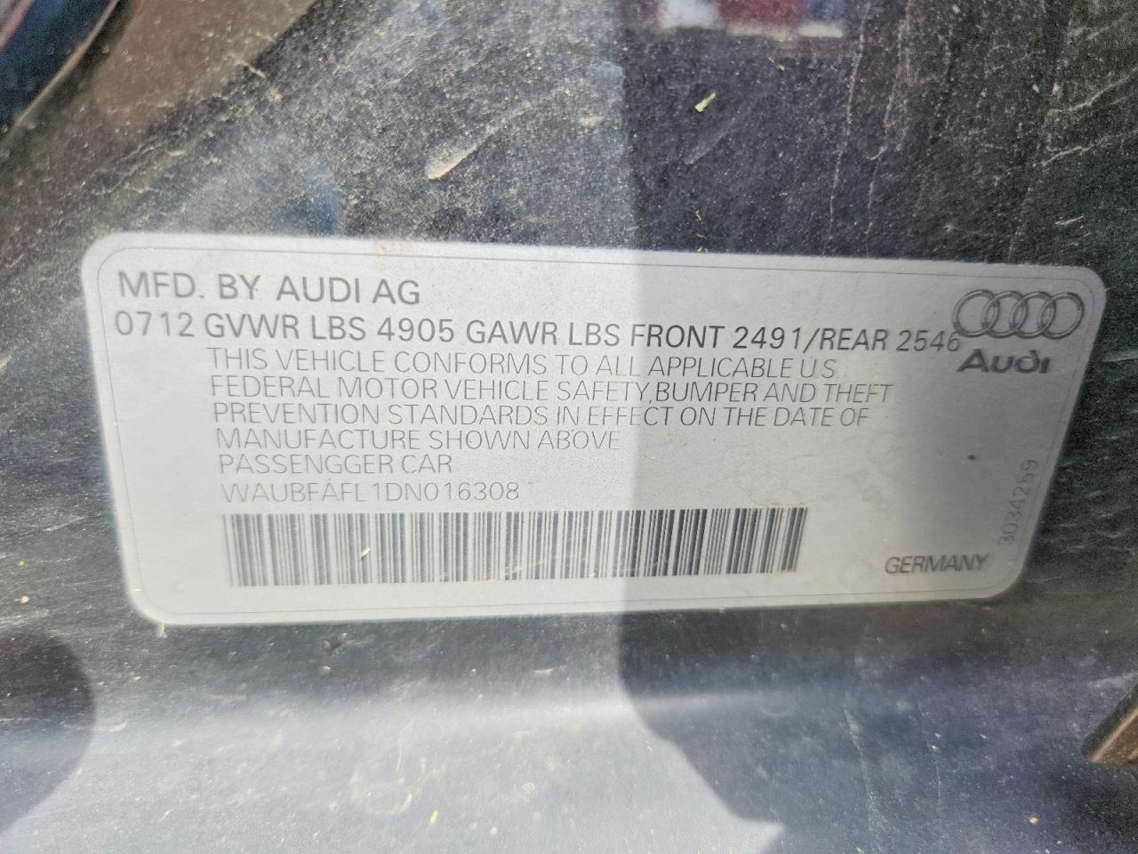 2013 Audi A4 Premium Black vin: WAUBFAFL1DN016308