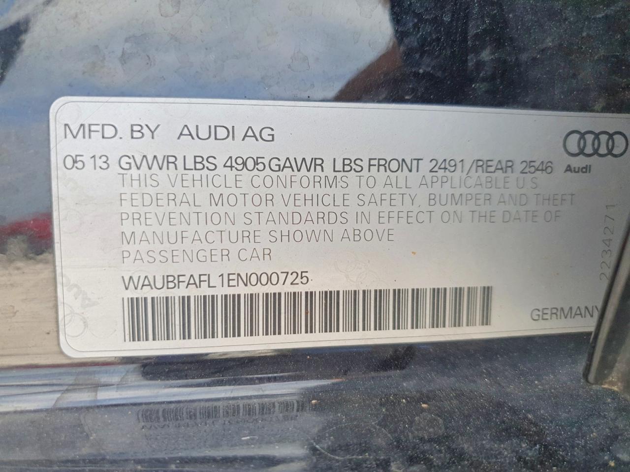 2014 Audi A4 Premium Черный vin: WAUBFAFL1EN000725