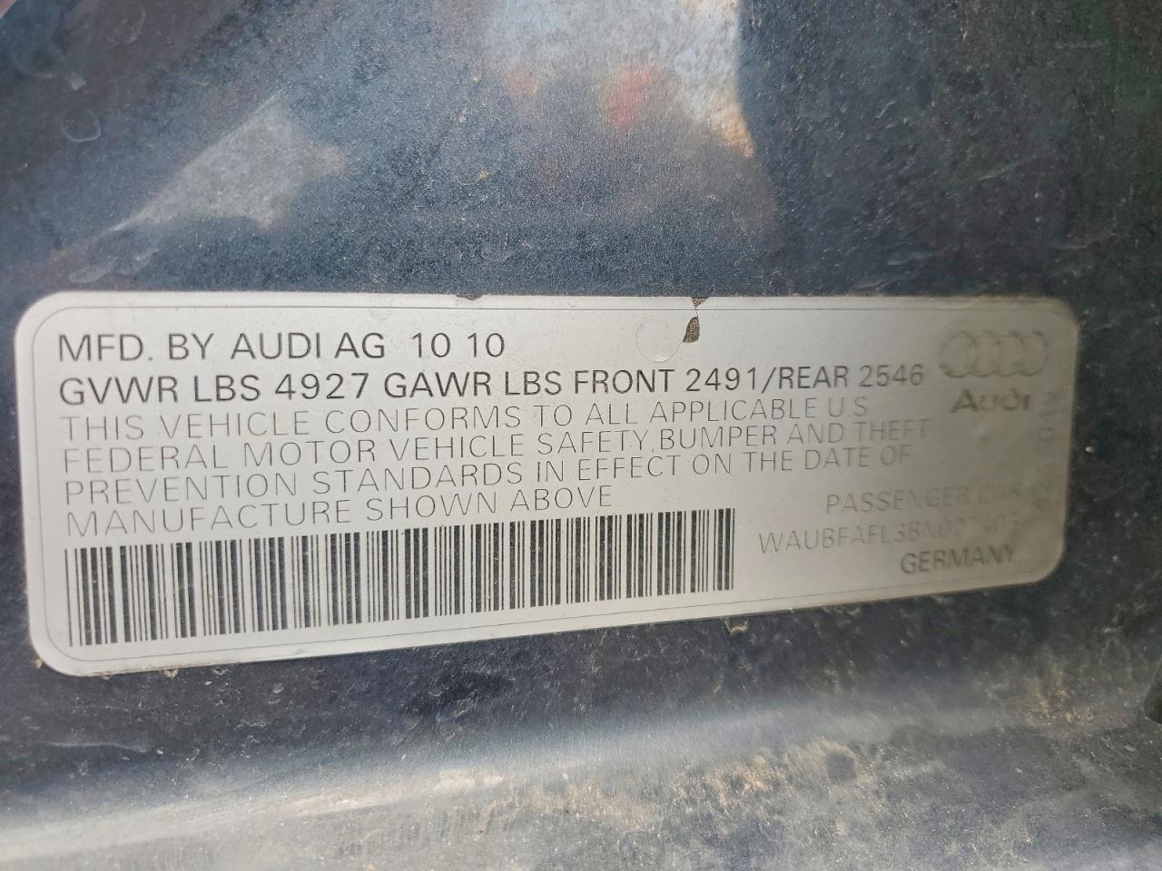 2011 Audi A4 Premium Gray vin: WAUBFAFL3BN027405