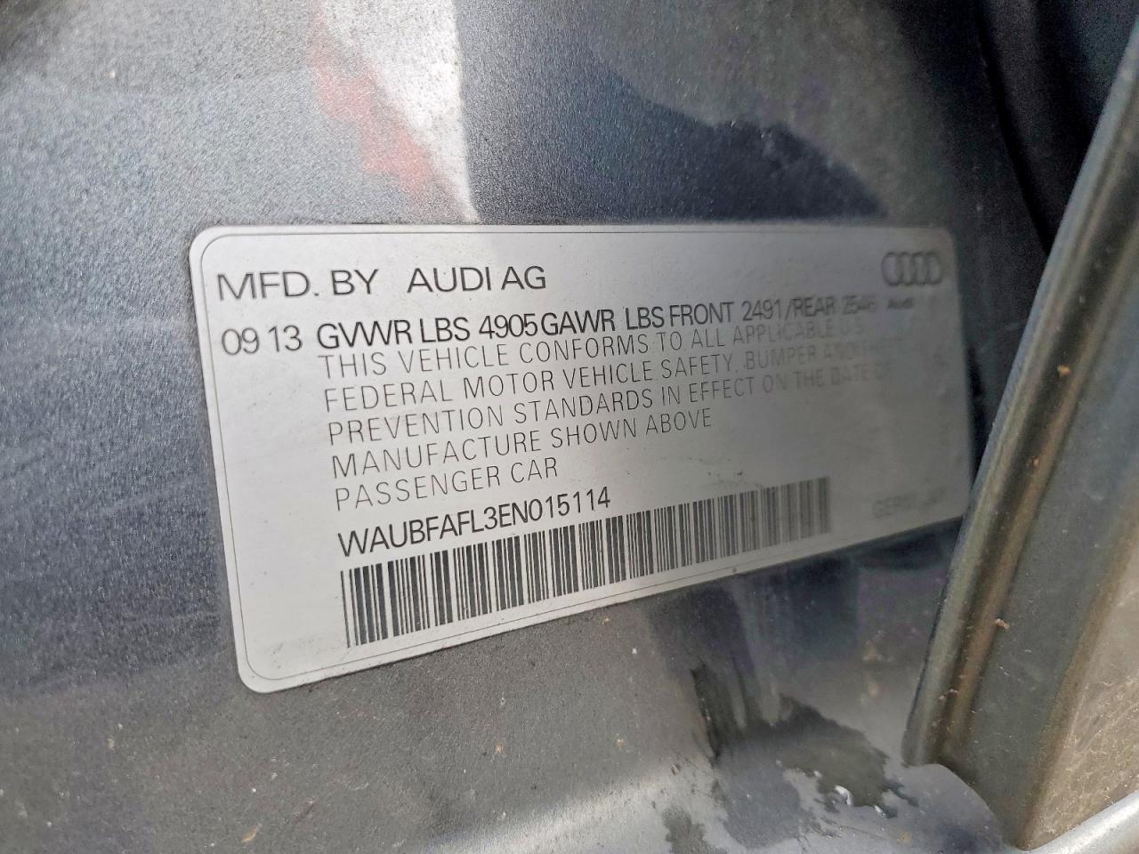 2014 Audi A4 Premium Серый vin: WAUBFAFL3EN015114