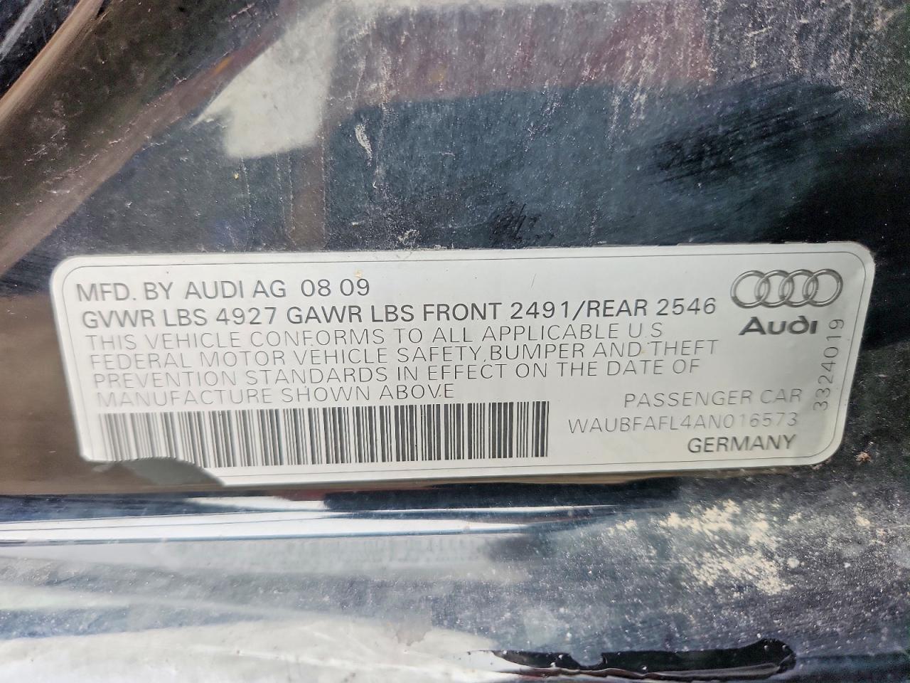 2010 Audi A4 Premium Black vin: WAUBFAFL4AN016573