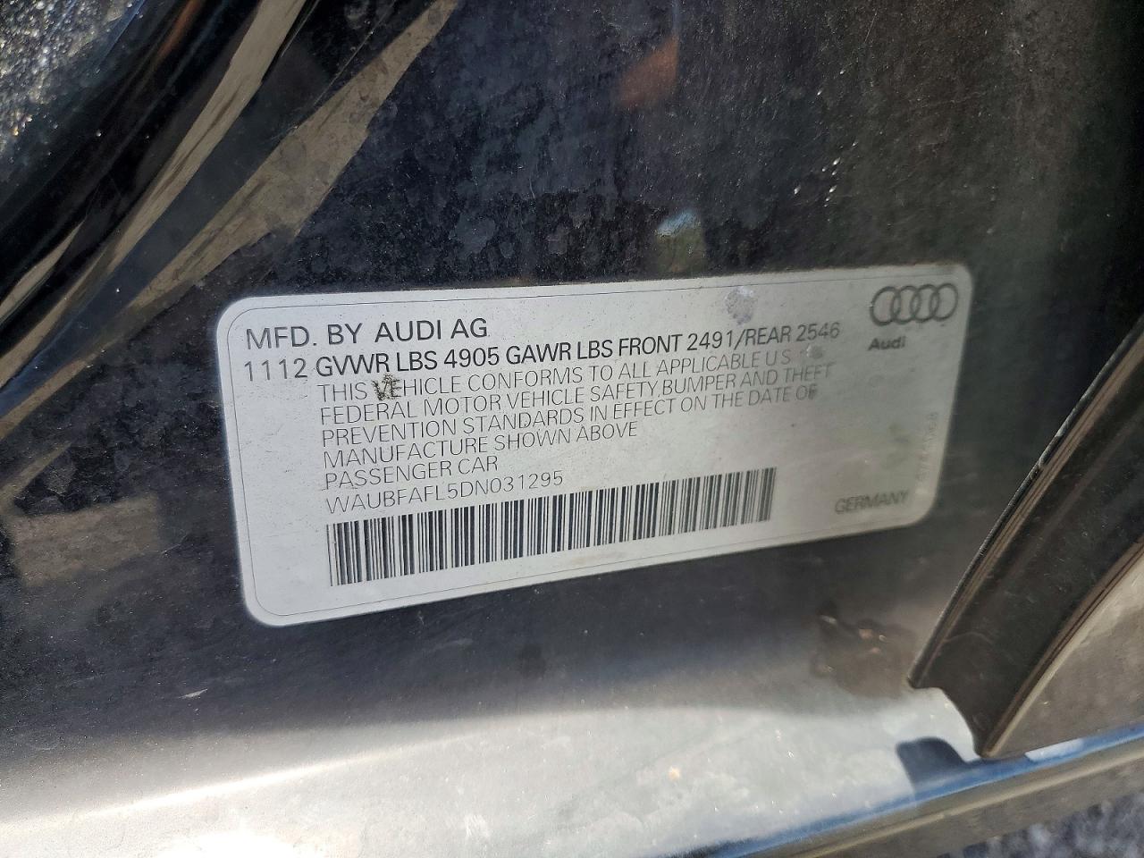 2013 Audi A4 Premium Black vin: WAUBFAFL5DN031295