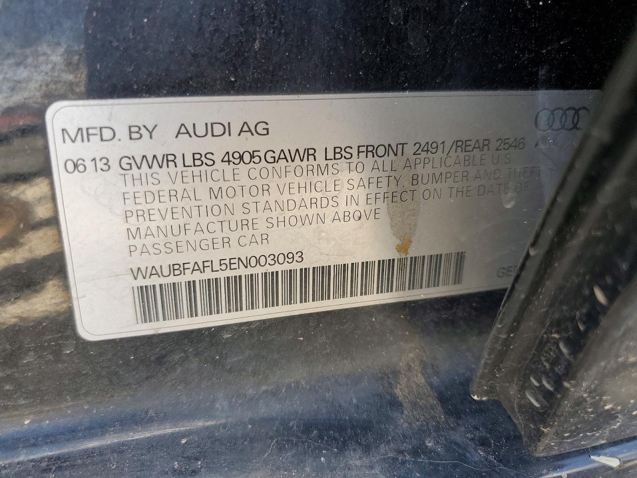 2014 Audi A4 Premium Black vin: WAUBFAFL5EN003093