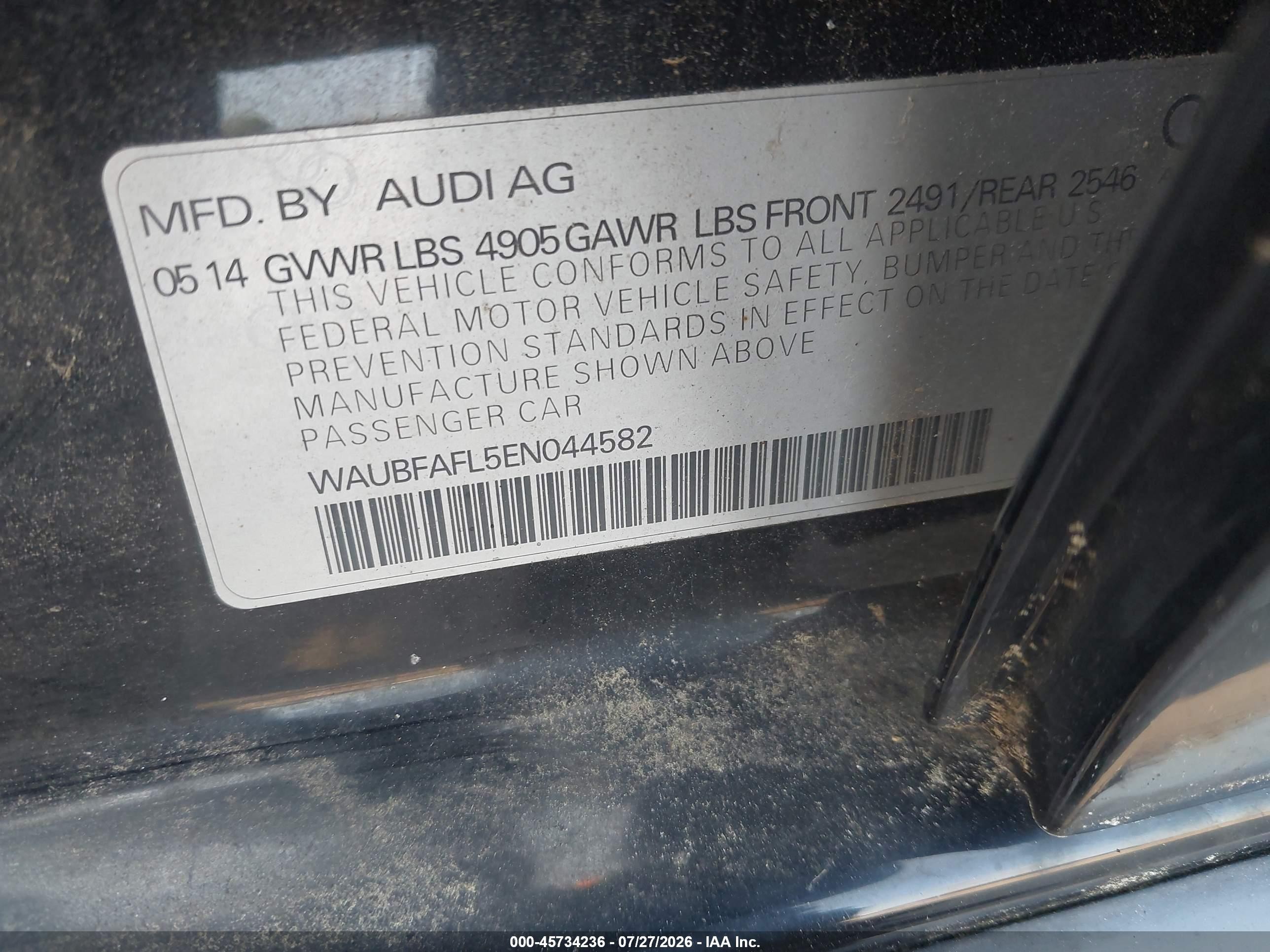 2014 Audi A4 2.0t Premium Black vin: WAUBFAFL5EN044582
