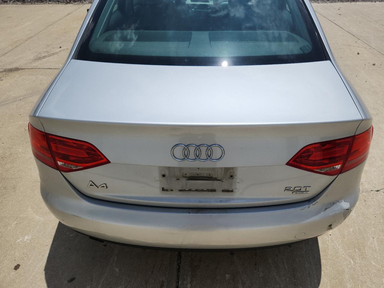2010 Audi A4 Premium Silver vin: WAUBFAFL6AN042544 Damage: Rear Bumper, Dent(S) W/ Paint Dmg, > 12 Inches
