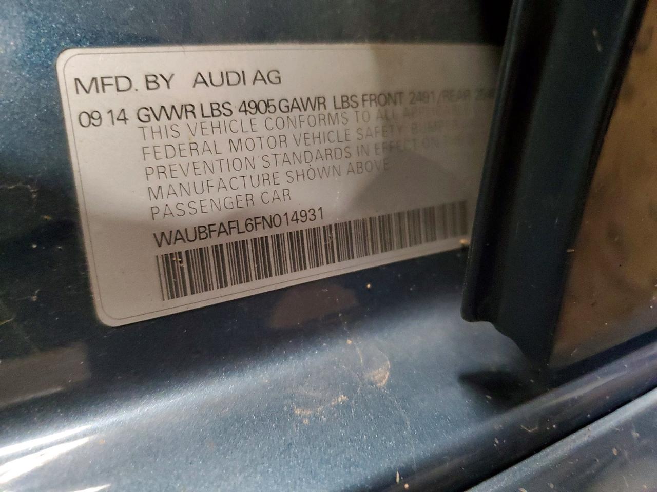 2015 Audi A4 Premium Blue vin: WAUBFAFL6FN014931
