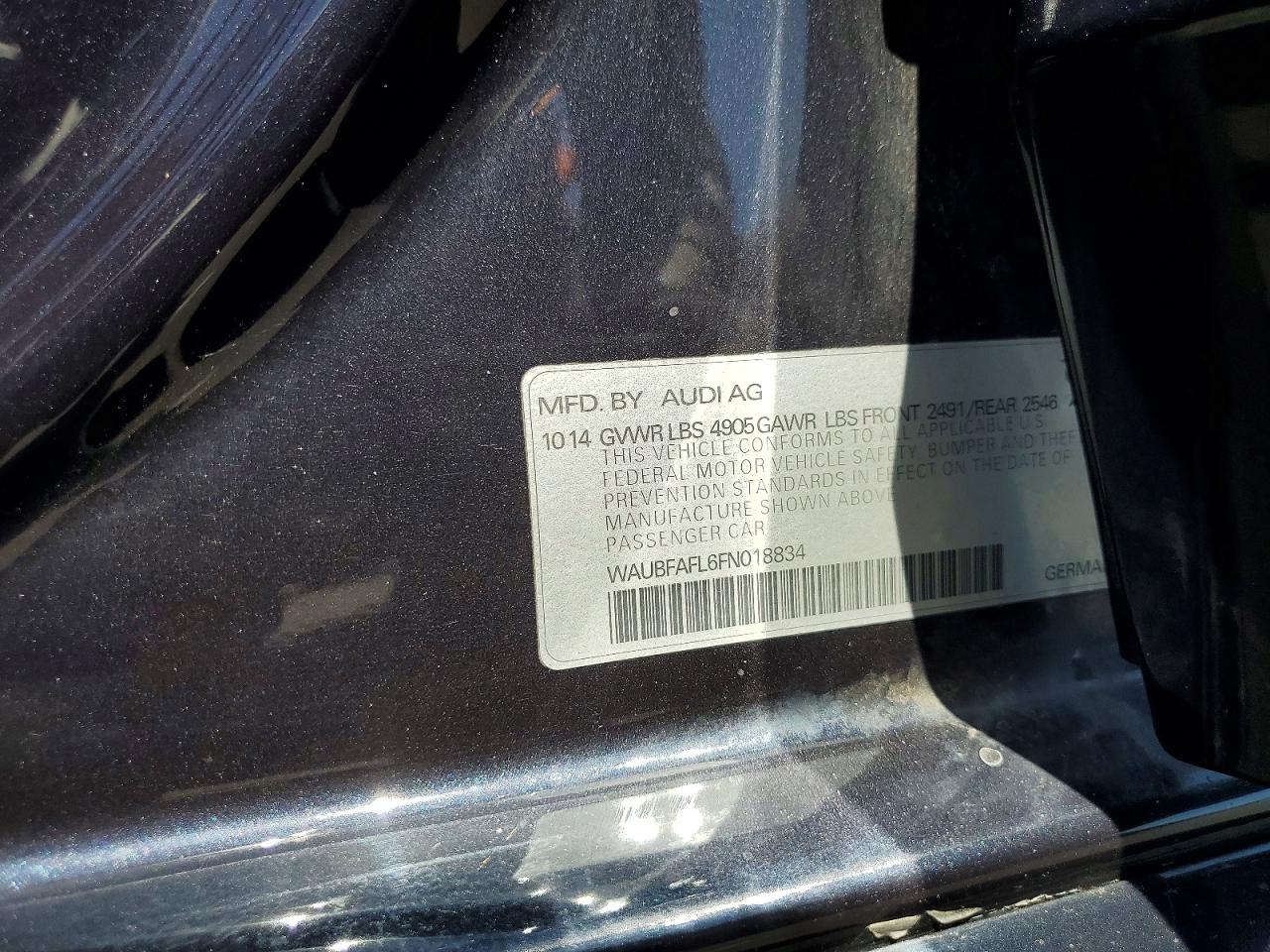 2015 Audi A4 Premium Blue vin: WAUBFAFL6FN018834