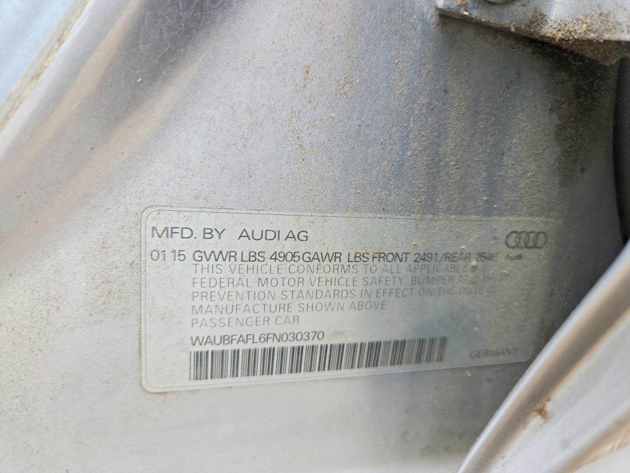 2015 Audi A4 Premium Silver vin: WAUBFAFL6FN030370