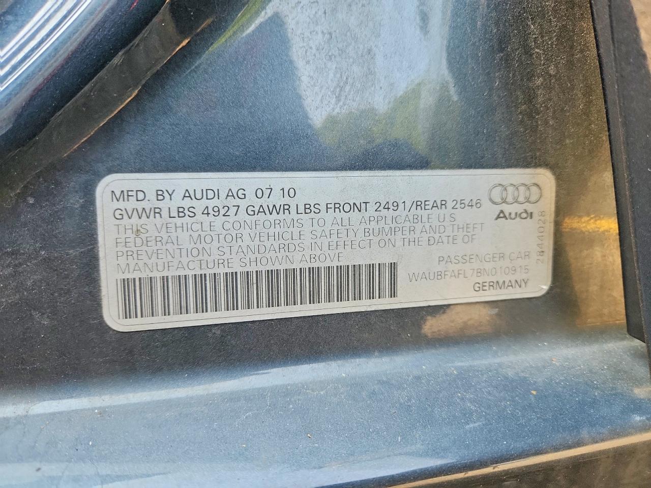 2011 Audi A4 Premium Серый vin: WAUBFAFL7BN010915