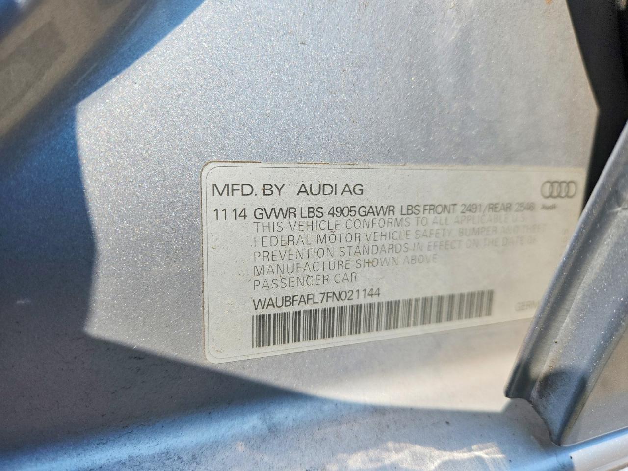 2015 Audi A4 Premium Silver vin: WAUBFAFL7FN021144