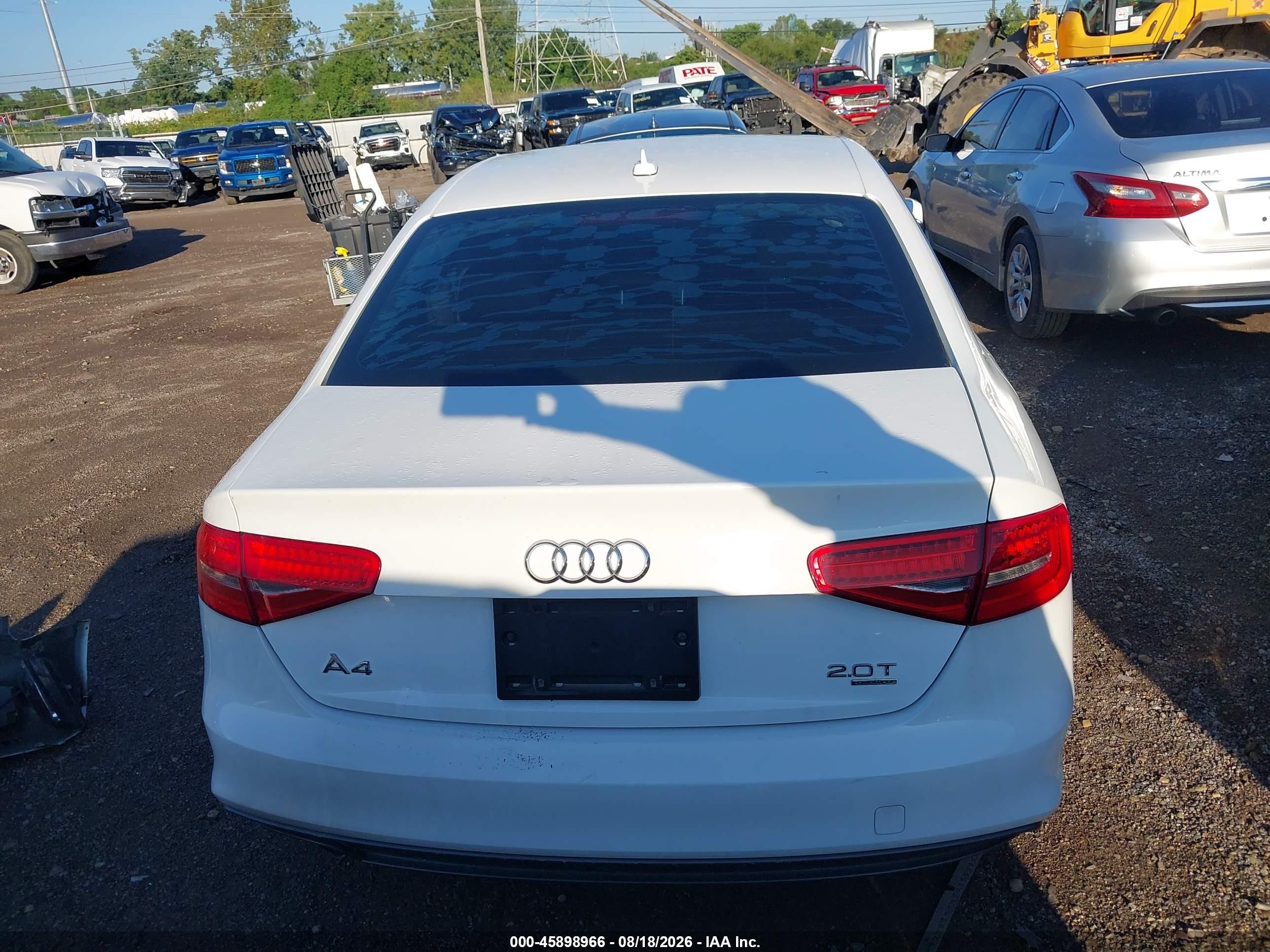 2014 Audi A4 2.0t Premium White vin: WAUBFAFL8EN026836