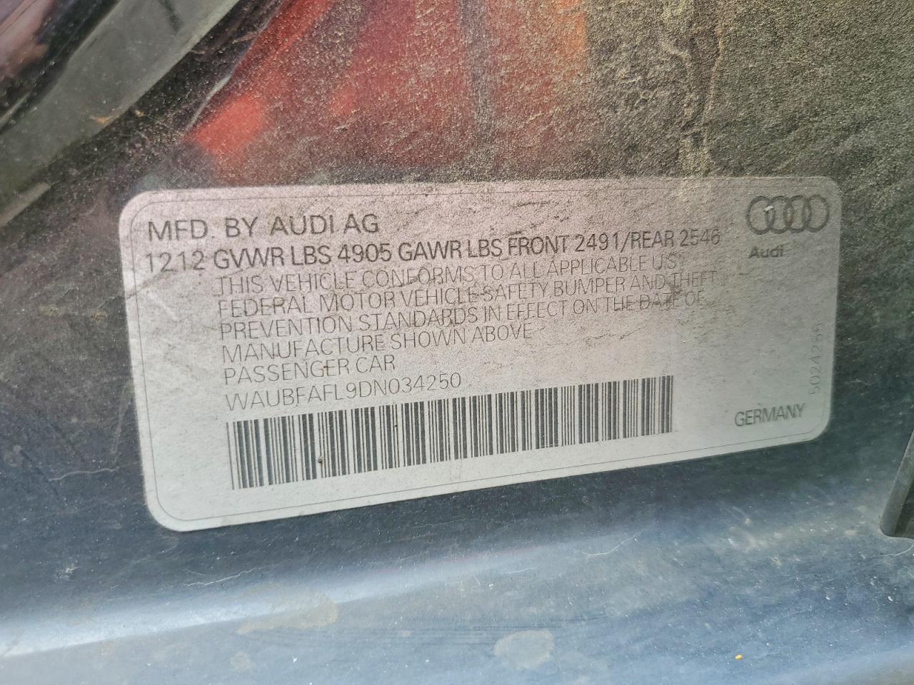 2013 Audi A4 Premium Black vin: WAUBFAFL9DN034250