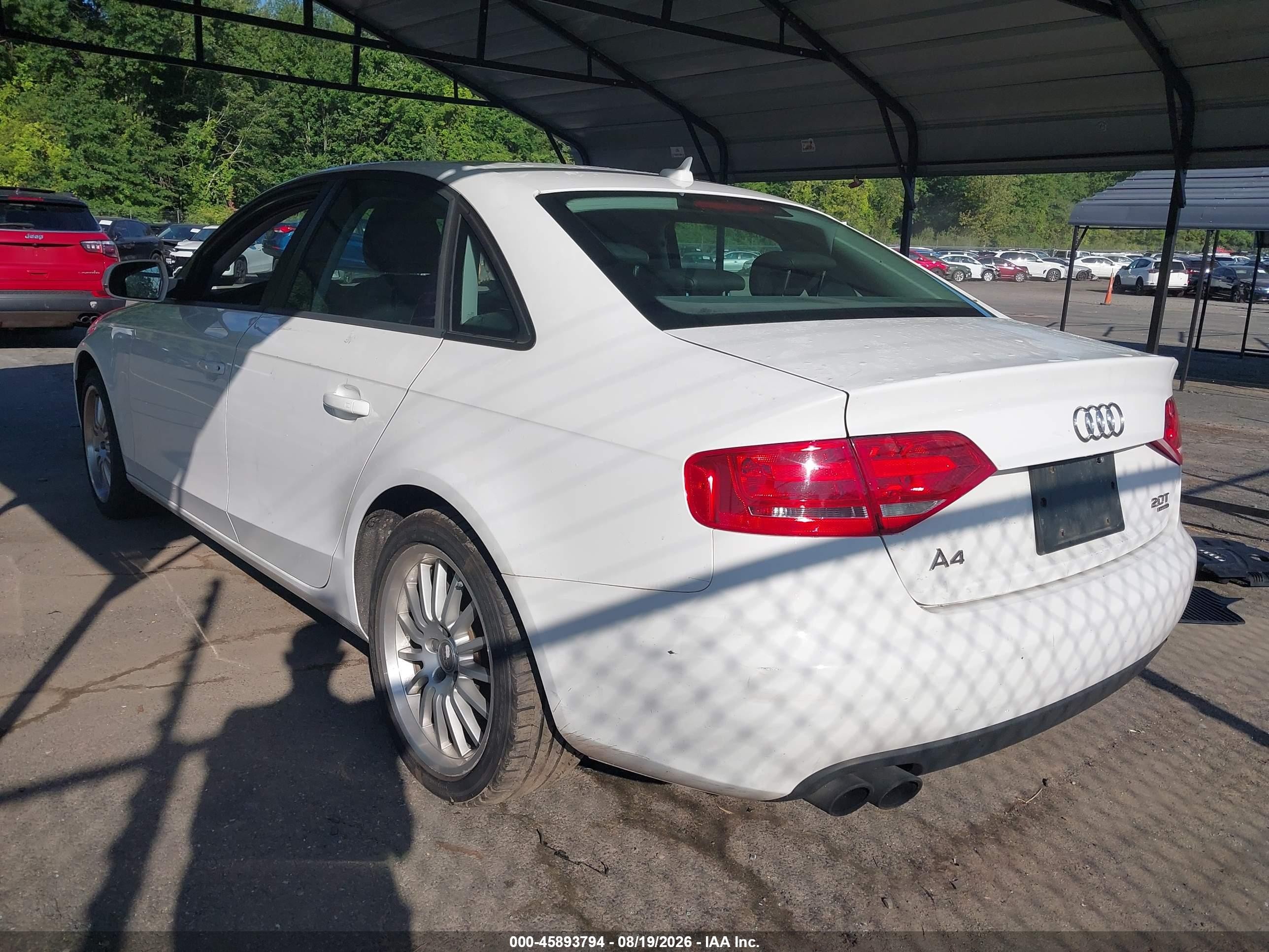 2010 Audi A4 2.0t Premium White vin: WAUBFAFLXAN031238