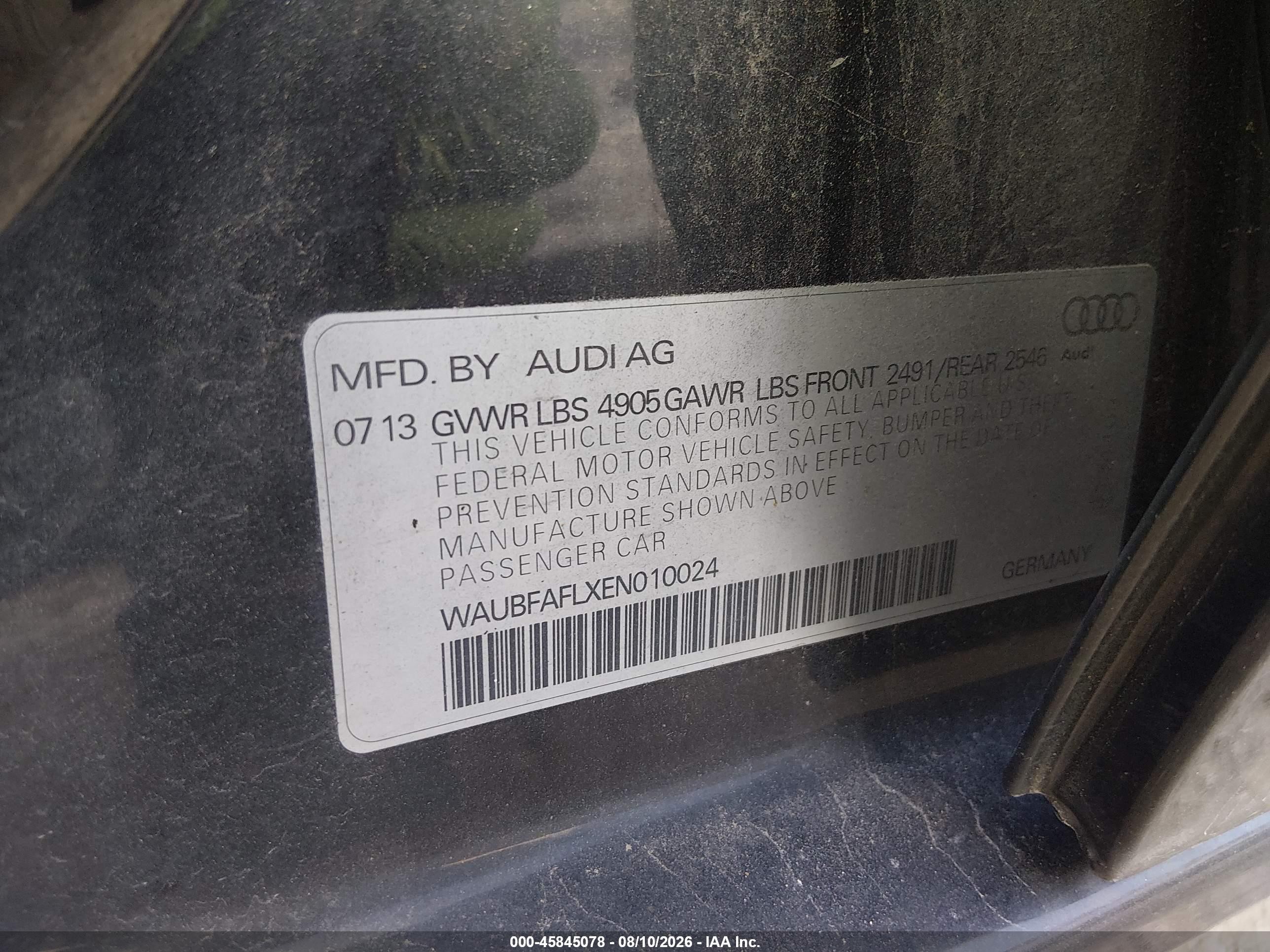 2014 Audi A4 2.0t Premium Black vin: WAUBFAFLXEN010024
