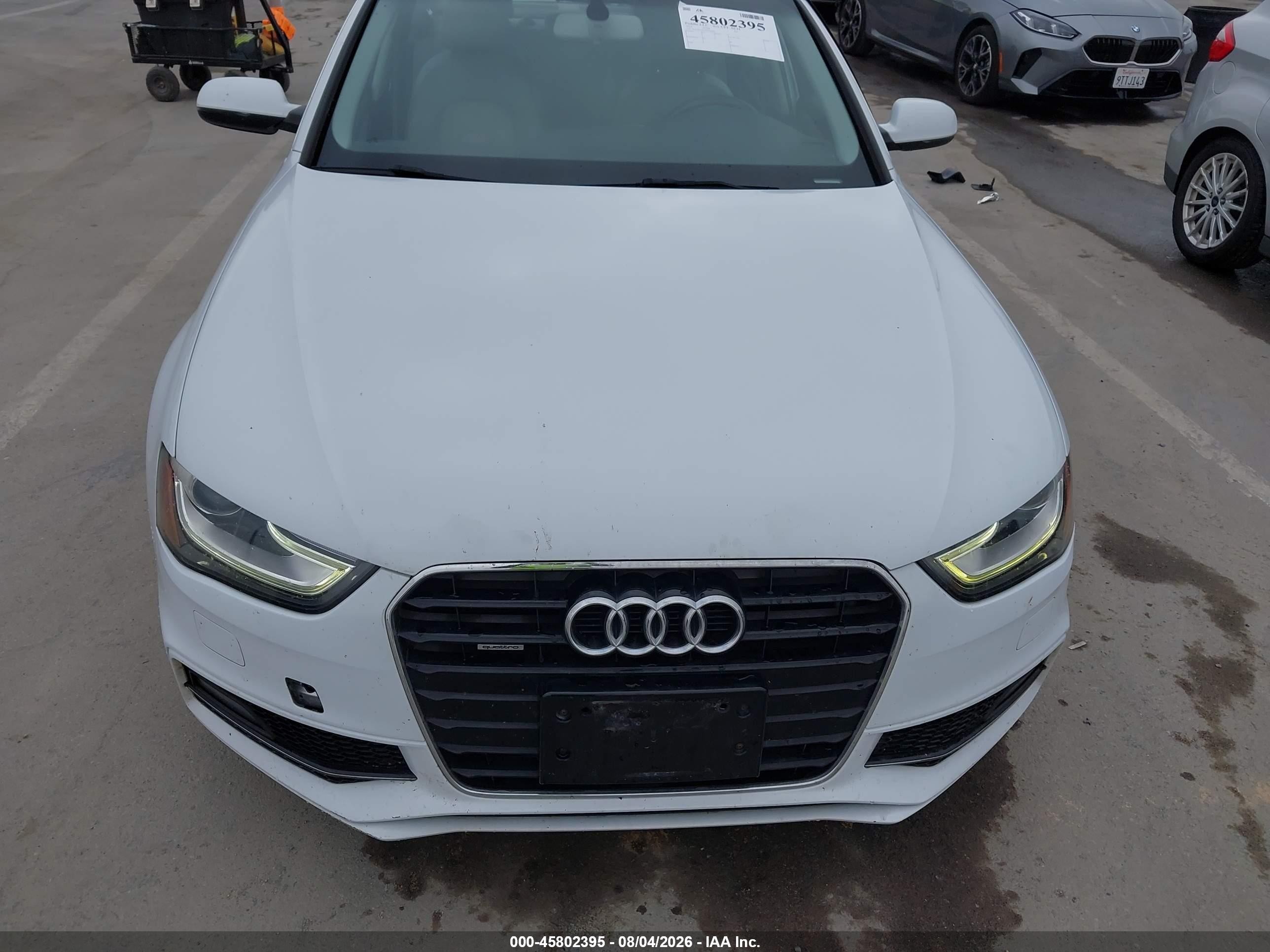2014 Audi A4 2.0t Premium White vin: WAUBFAFLXEN034307