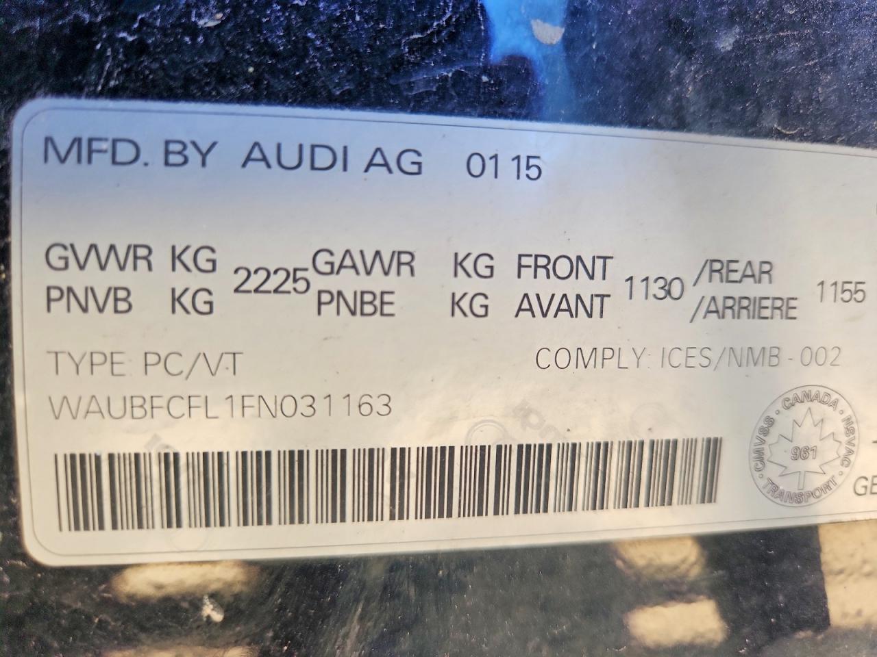2015 Audi A4 Premium Black vin: WAUBFCFL1FN031163