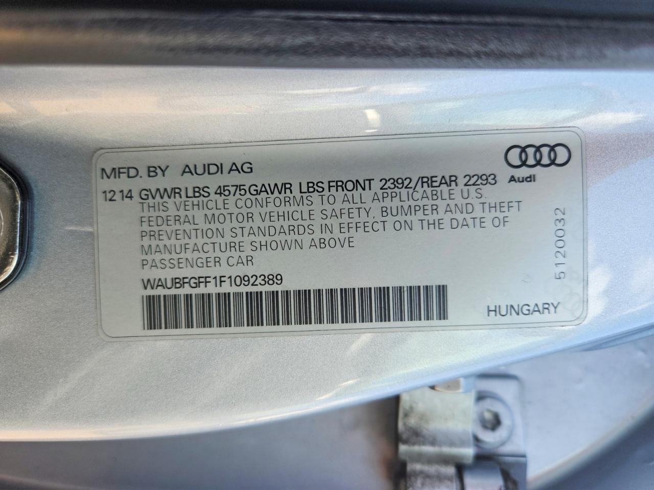 2015 Audi A3 Premium Silver vin: WAUBFGFF1F1092389