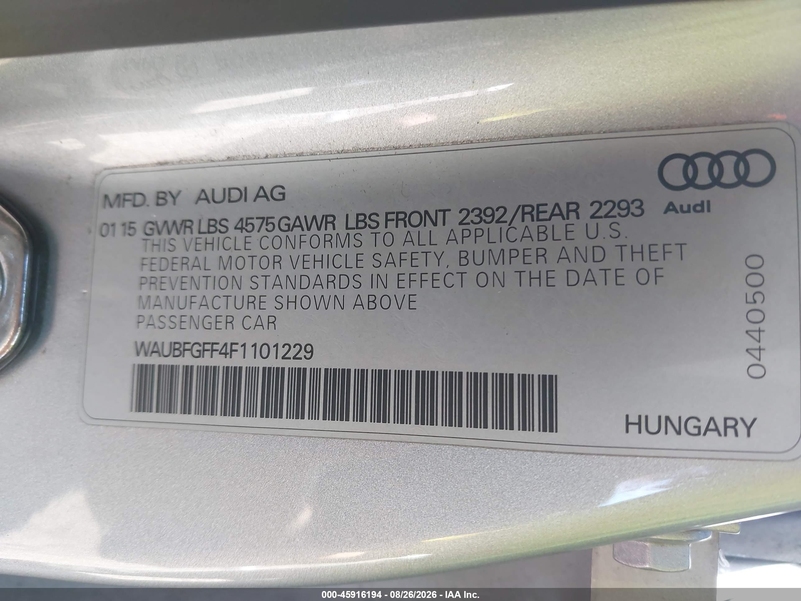 2015 Audi A3 2.0t Premium Silver vin: WAUBFGFF4F1101229
