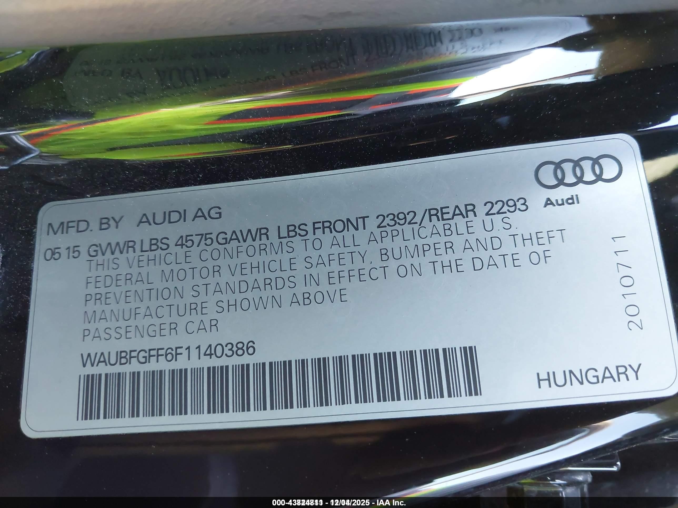 2015 Audi A3 2.0t Premium Черный vin: WAUBFGFF6F1140386