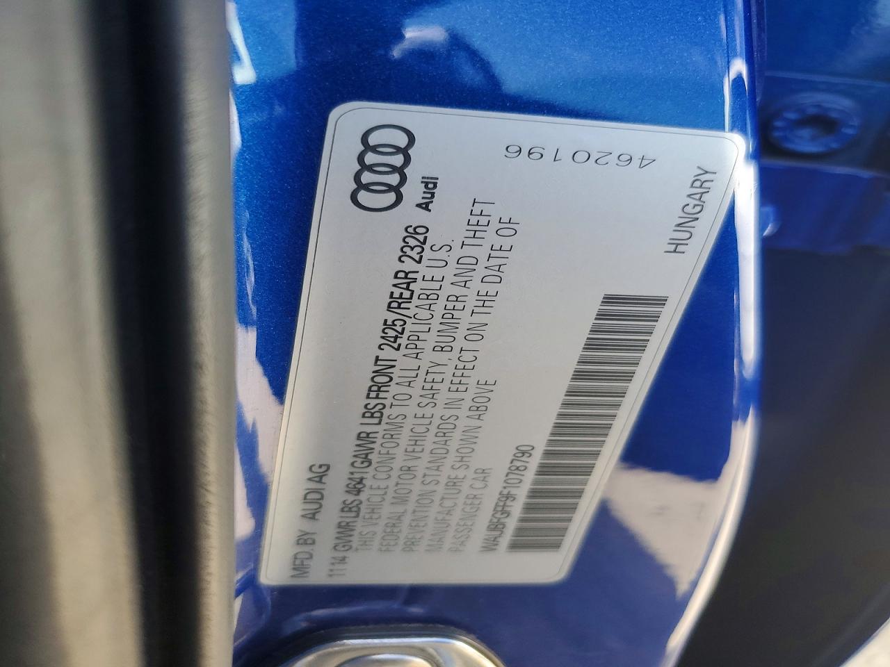 2015 Audi S3 Premium Plus Blue vin: WAUBFGFF9F1078790