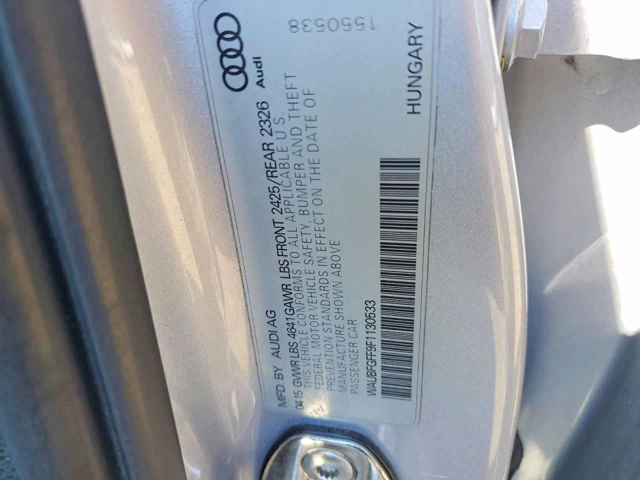2015 Audi S3 Premium Plus Серебряный vin: WAUBFGFF9F1130533