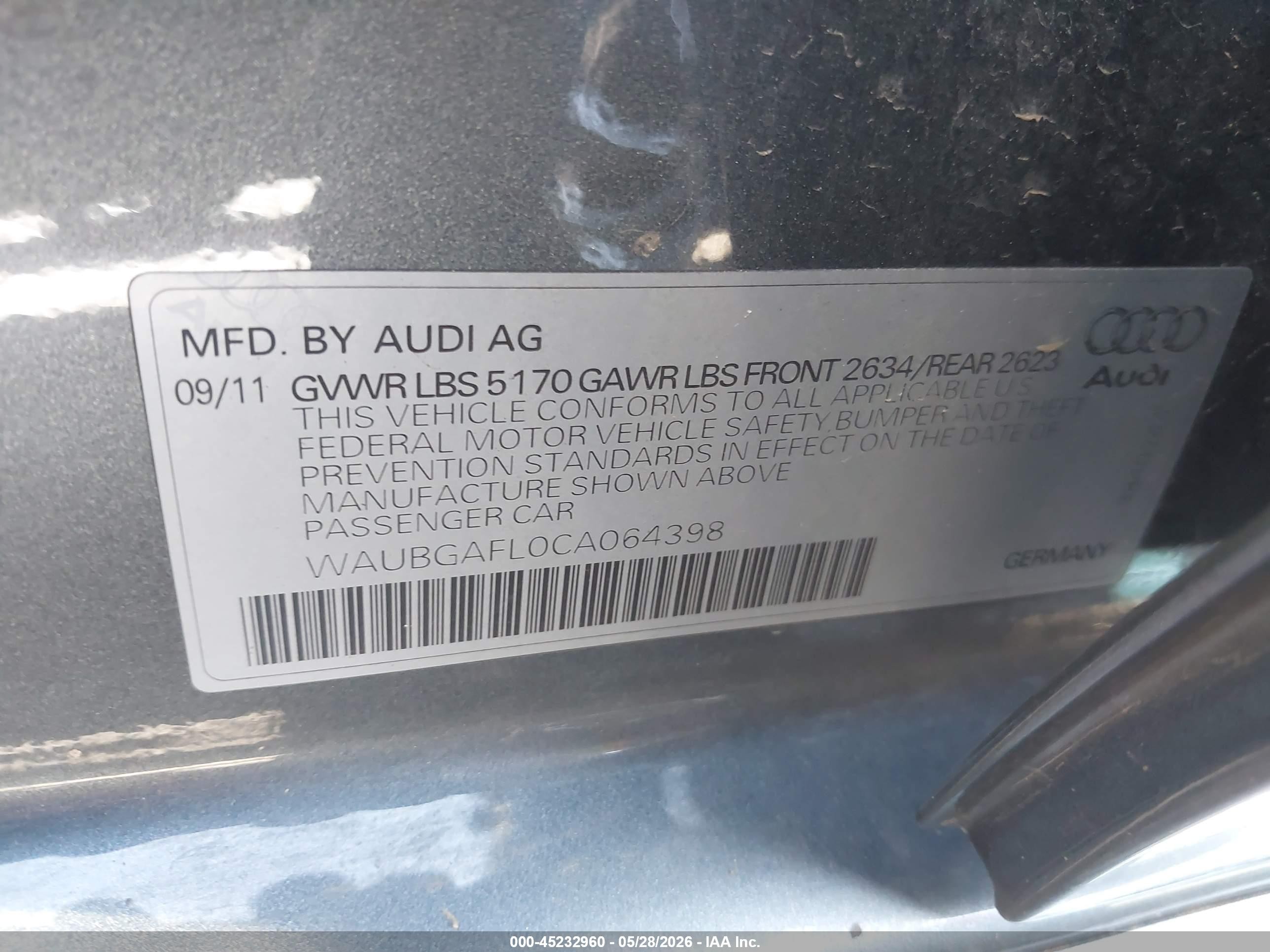 2012 Audi S4 3.0 Premium Plus Gray vin: WAUBGAFL0CA064398