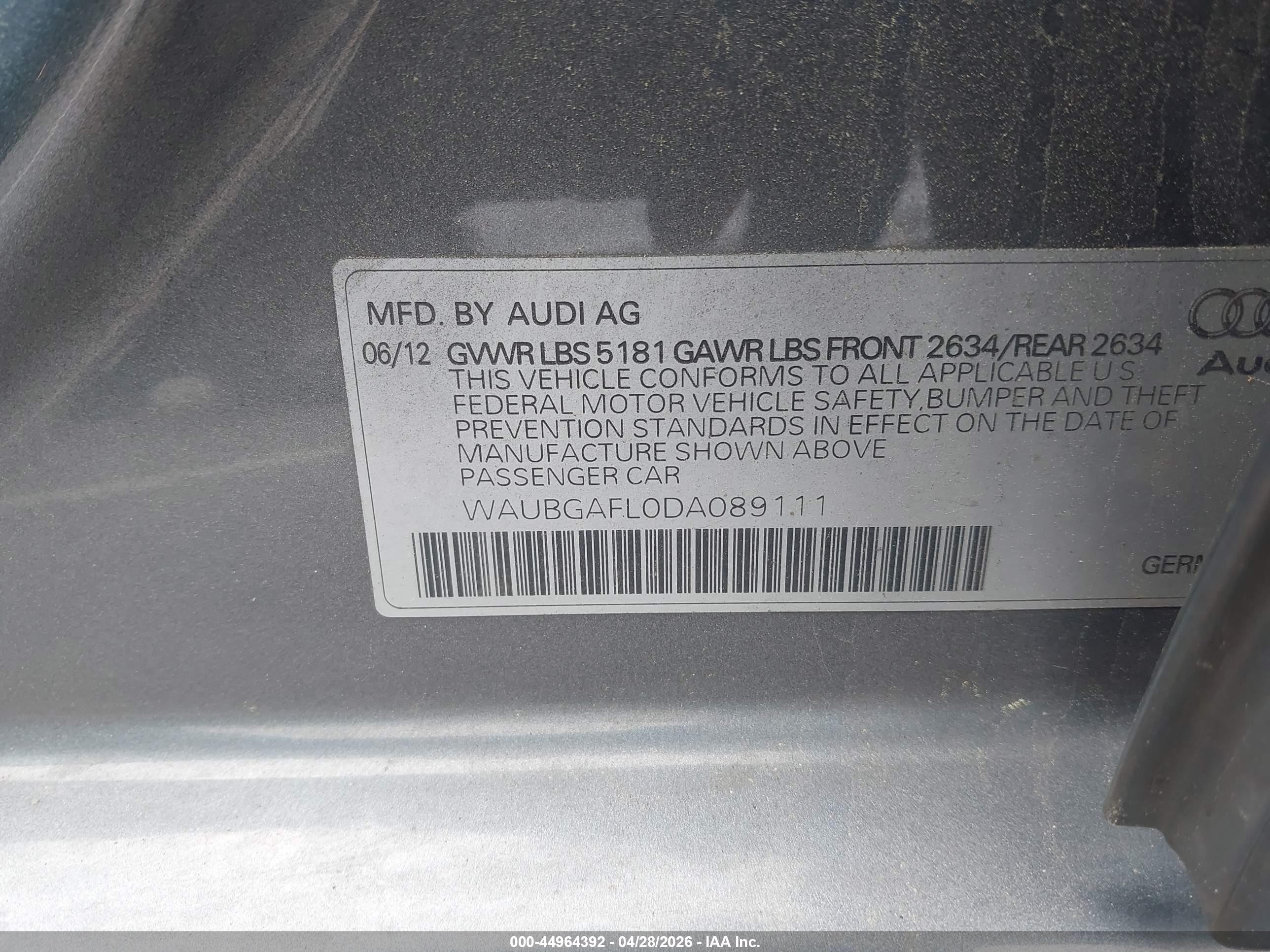 2013 Audi S4 3.0t Premium Plus Gray vin: WAUBGAFL0DA089111