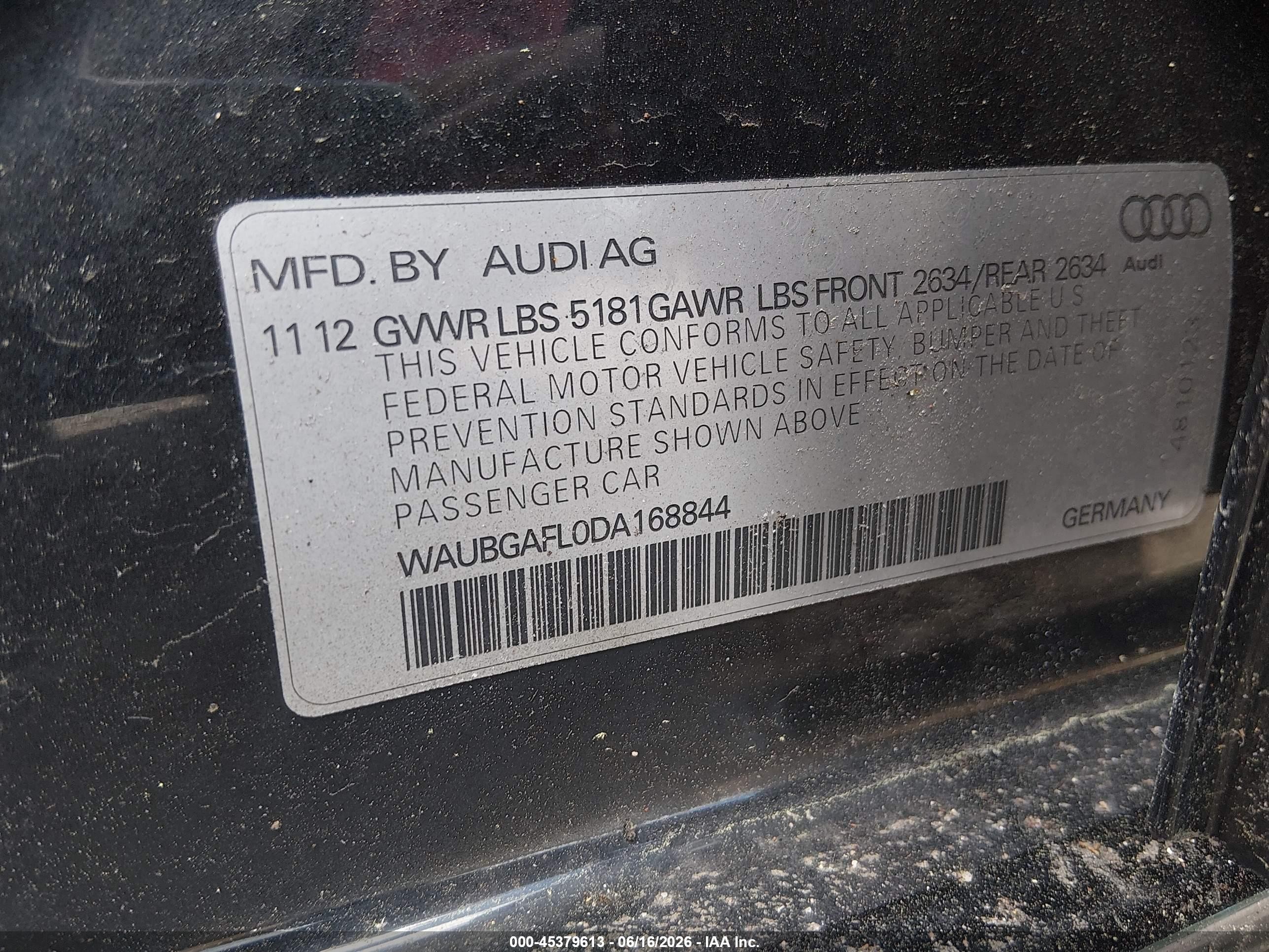 2013 Audi S4 3.0t Premium Plus Black vin: WAUBGAFL0DA168844