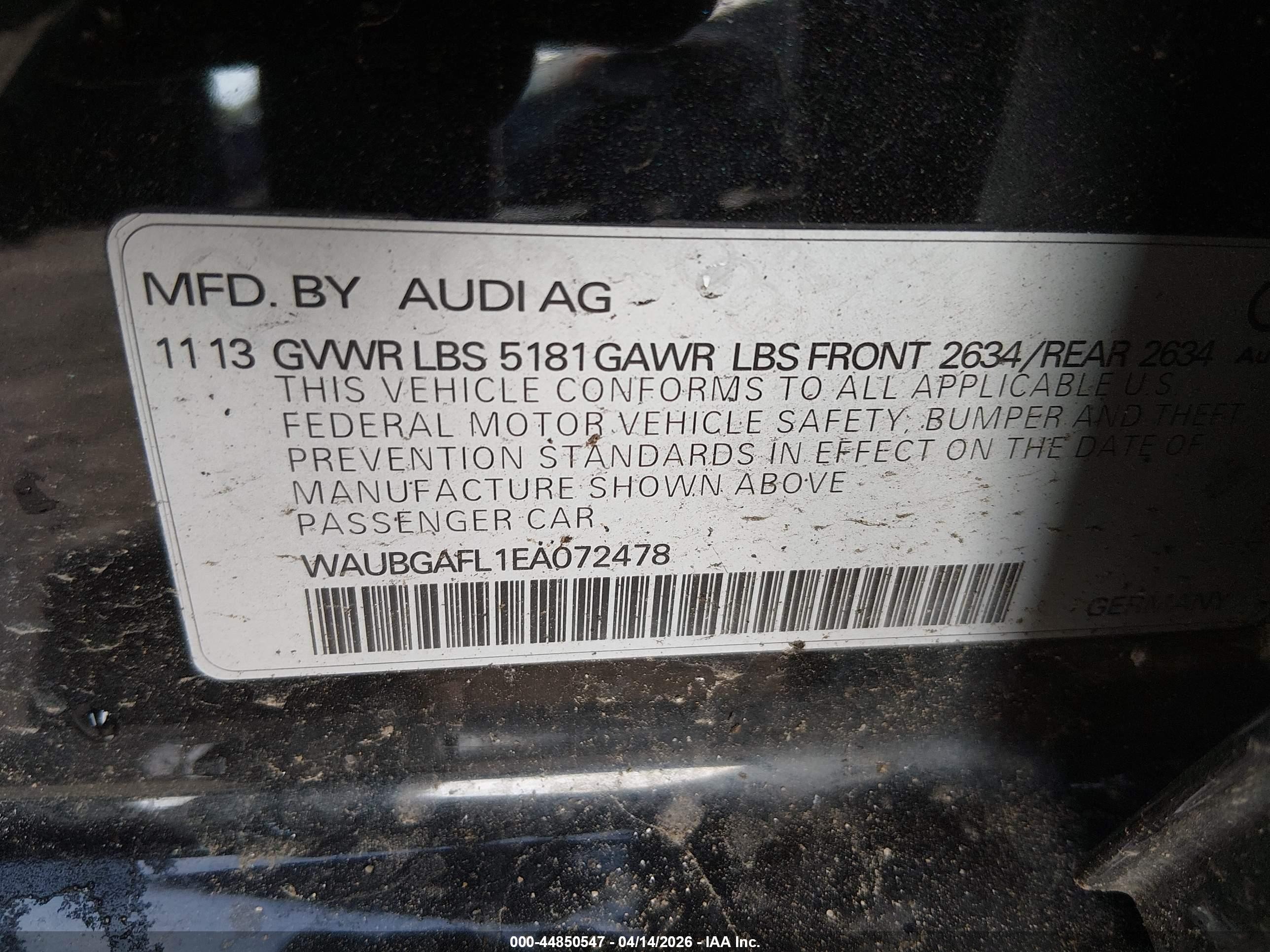 2014 Audi S4 3.0t Premium Plus Black vin: WAUBGAFL1EA072478