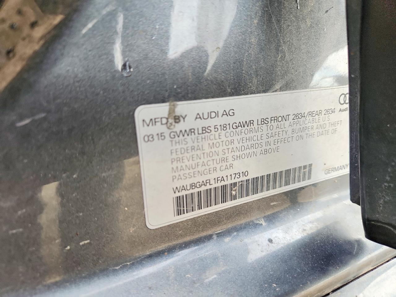2015 Audi S4 Premium Plus Black vin: WAUBGAFL1FA117310