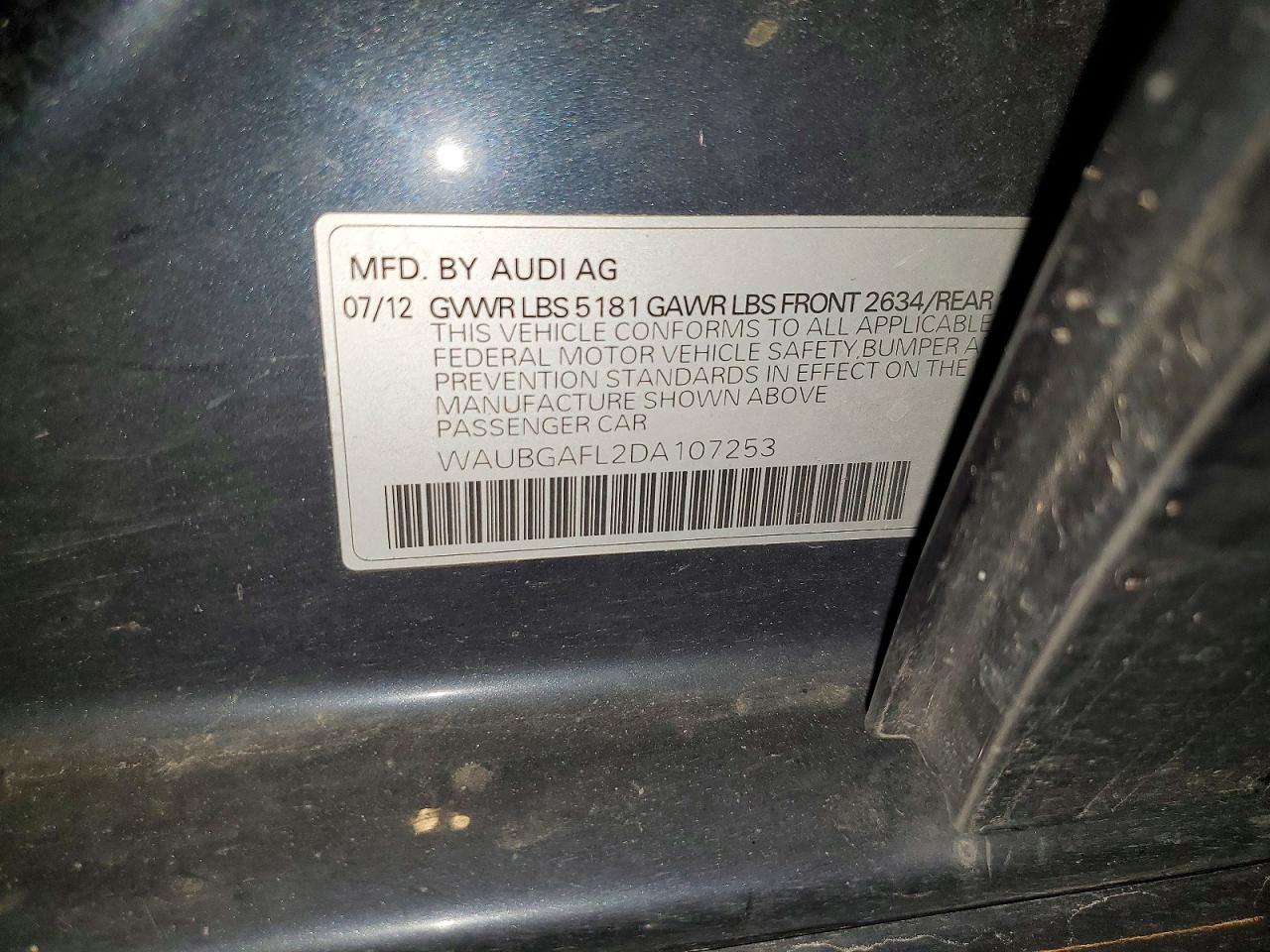 2013 Audi S4 Premium Plus Blue vin: WAUBGAFL2DA107253