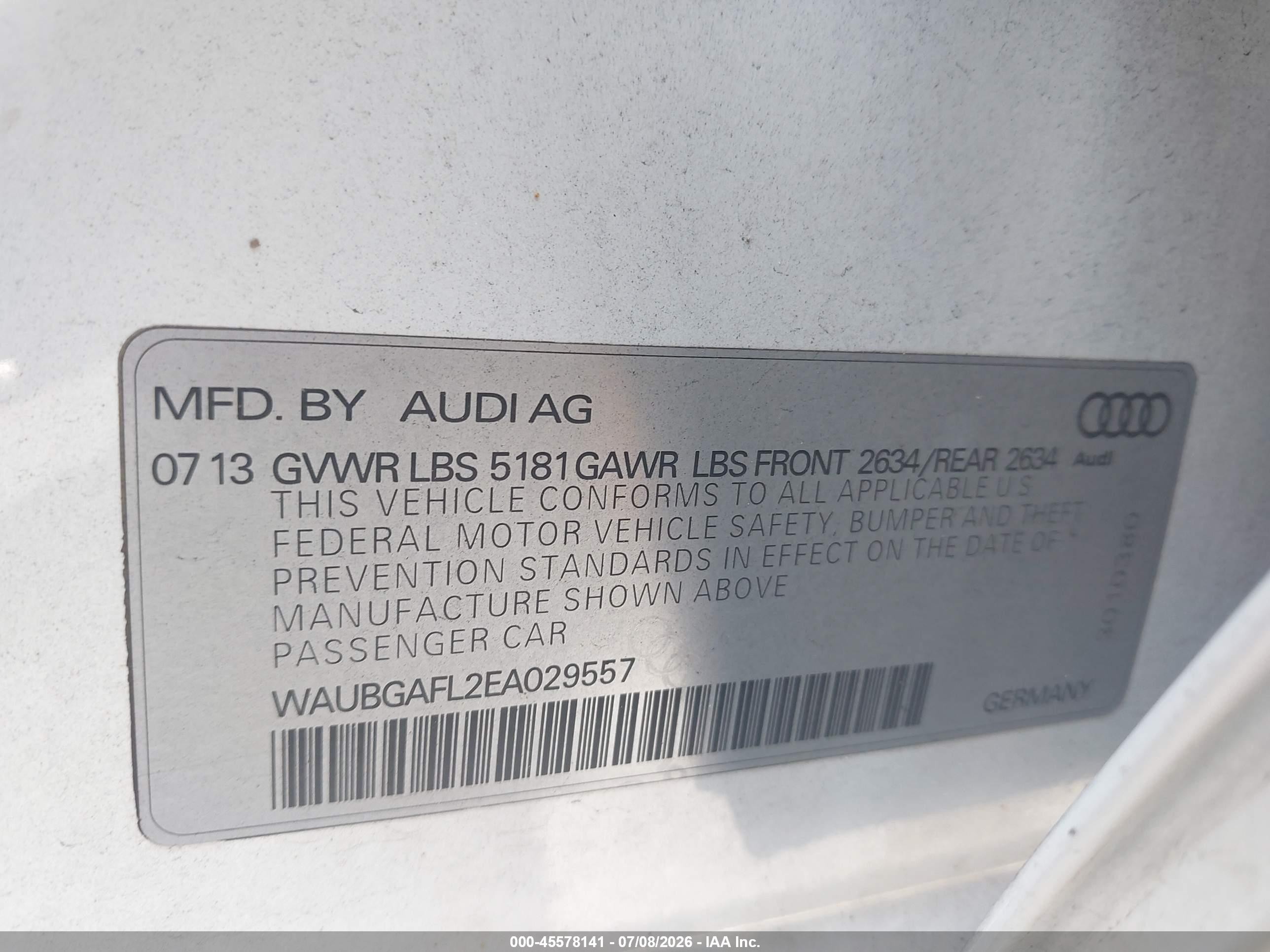 2014 Audi S4 3.0t Premium Plus White vin: WAUBGAFL2EA029557