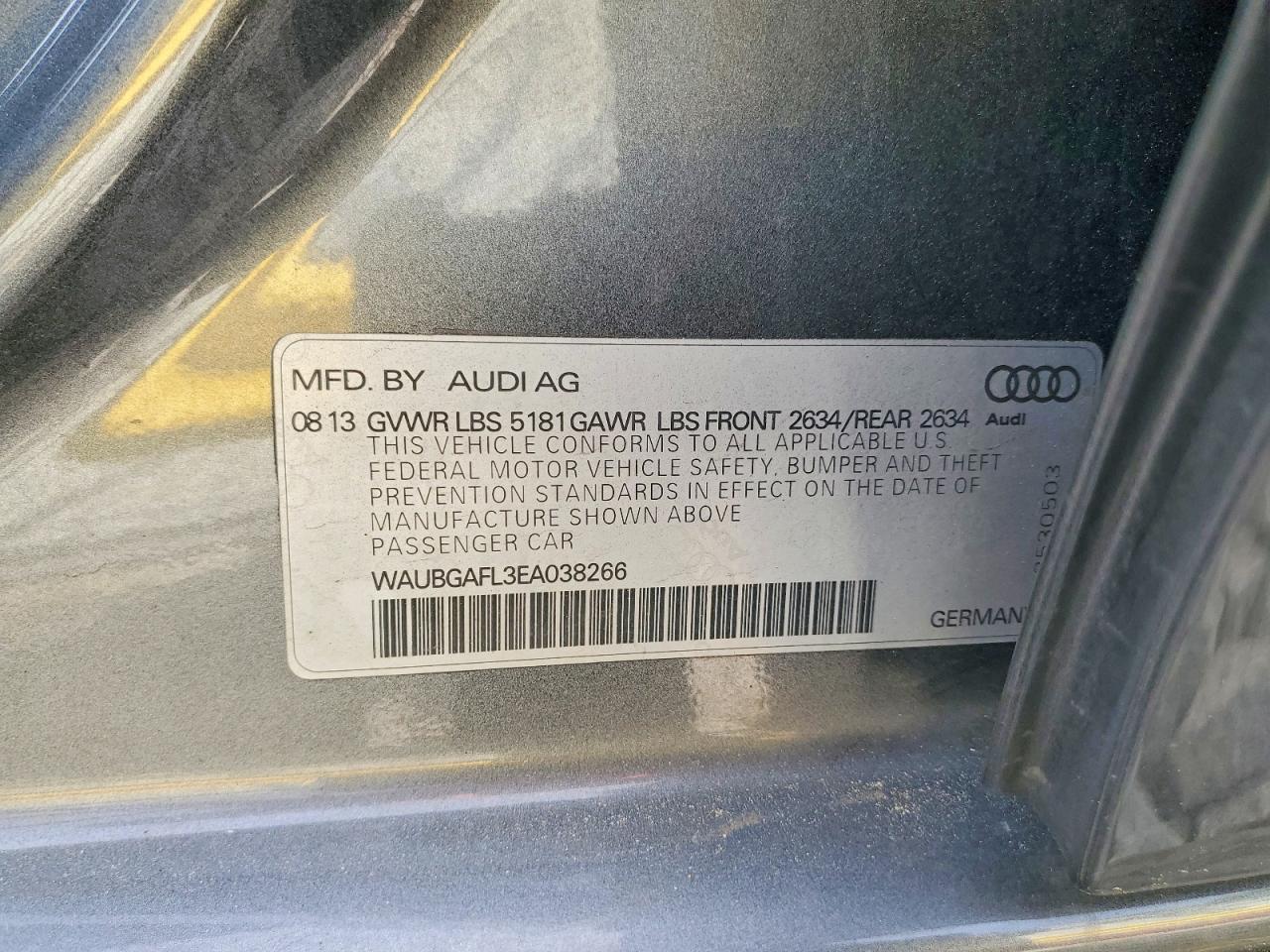 2014 Audi S4 Premium Plus Gray vin: WAUBGAFL3EA038266