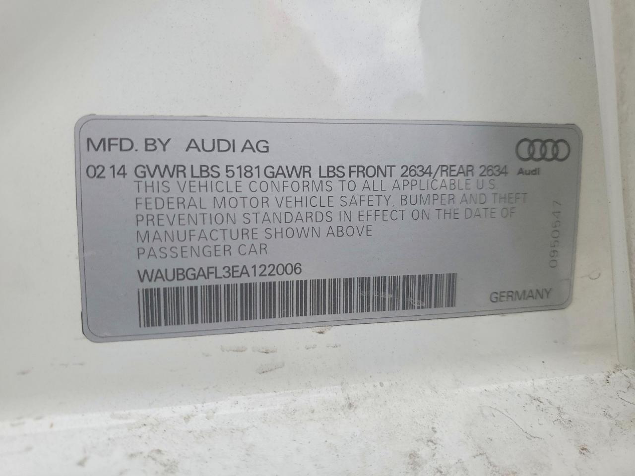 2014 Audi S4 Premium Plus White vin: WAUBGAFL3EA122006