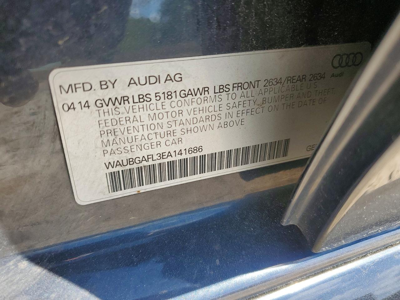 2014 Audi S4 Premium Plus Blue vin: WAUBGAFL3EA141686