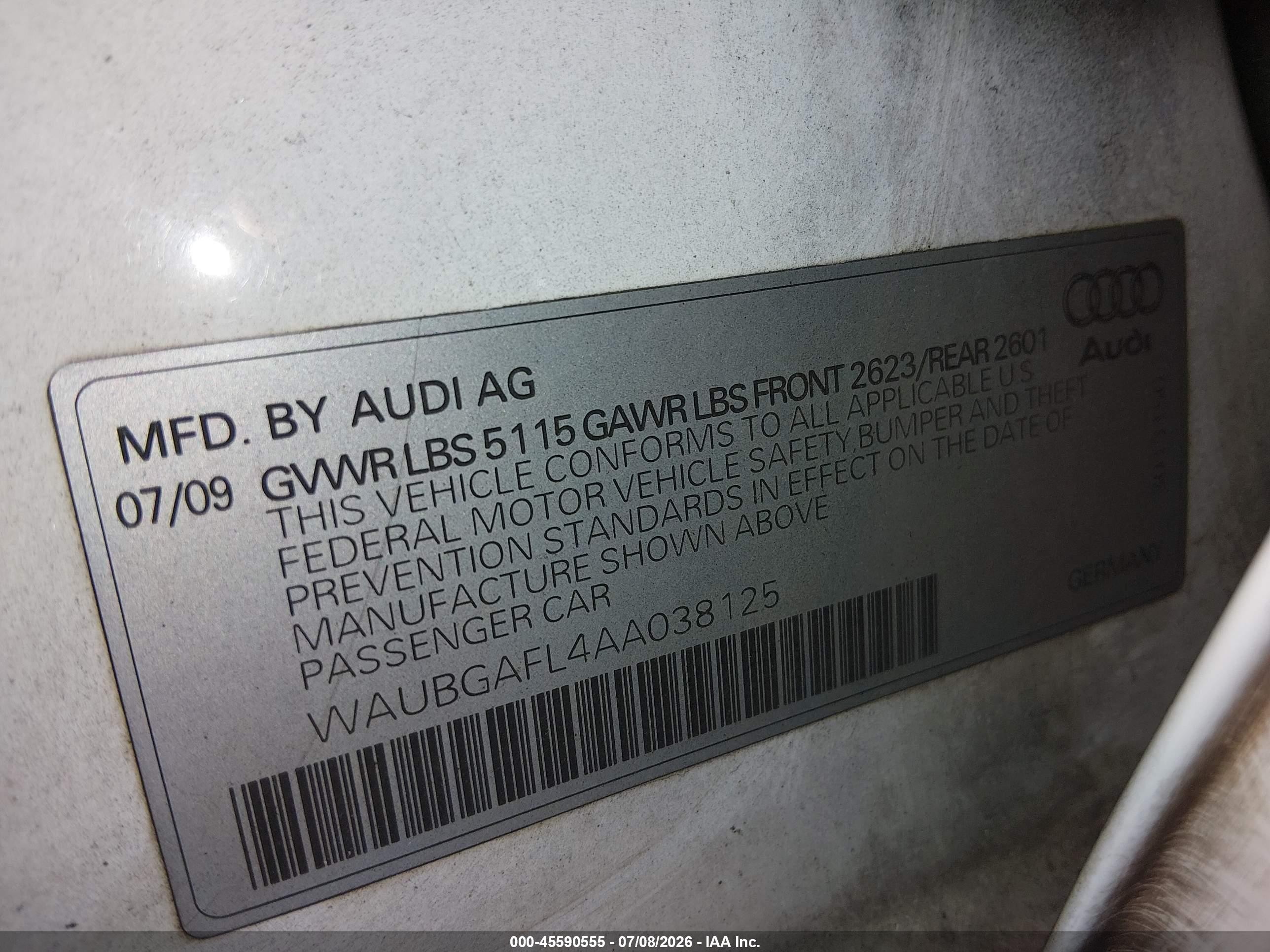 2010 Audi S4 3.0 Premium Plus White vin: WAUBGAFL4AA038125