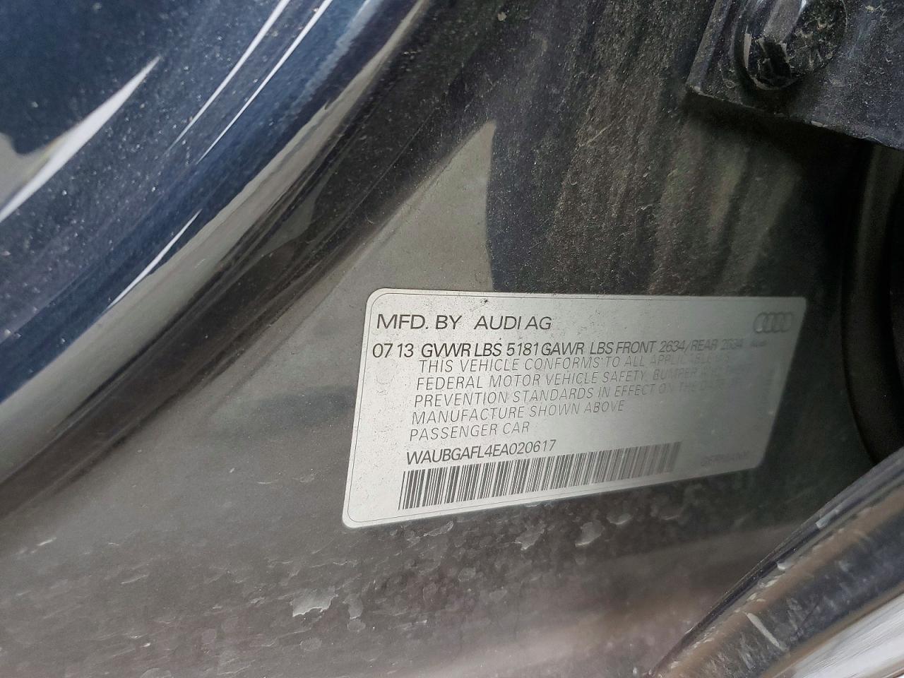 2014 Audi S4 Premium Plus Charcoal vin: WAUBGAFL4EA020617
