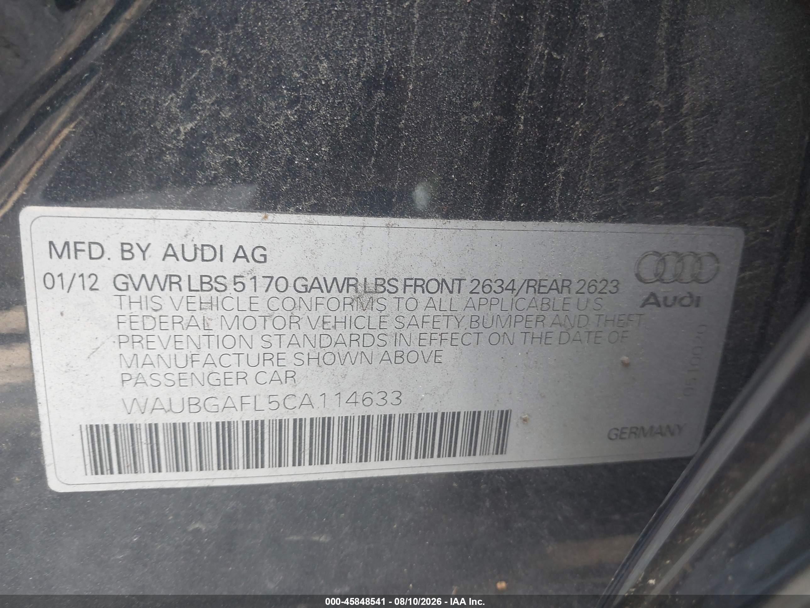 2012 Audi S4 Premium Plus Gray vin: WAUBGAFL5CA114633
