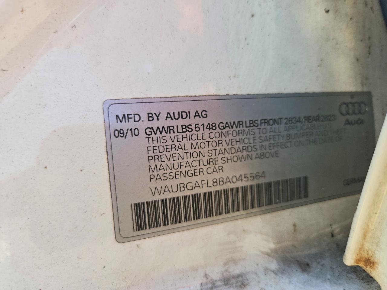 2011 Audi S4 Premium Plus White vin: WAUBGAFL8BA045564