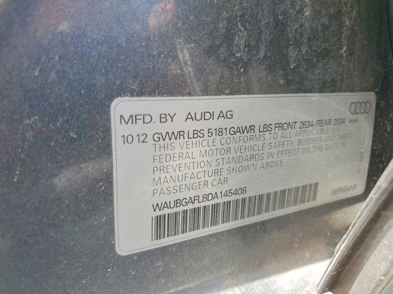 2013 Audi S4 Premium Plus Серый vin: WAUBGAFL8DA145408