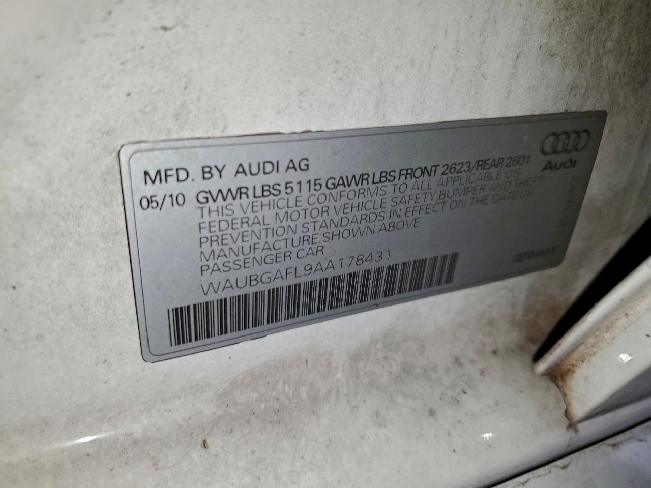 2010 Audi S4 Premium Plus White vin: WAUBGAFL9AA178431
