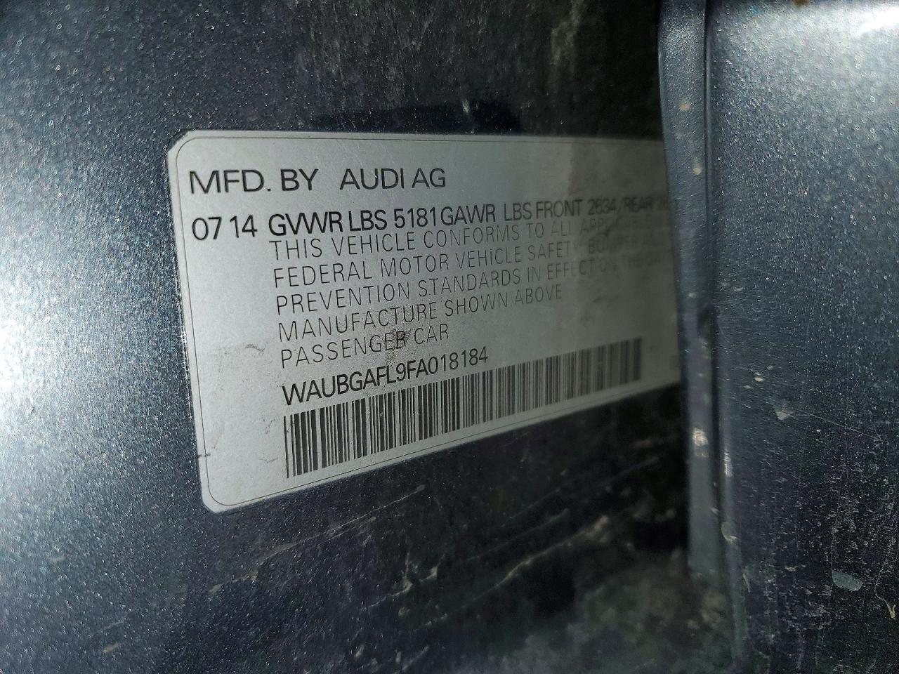 2015 Audi S4 Premium Plus Серый vin: WAUBGAFL9FA018184