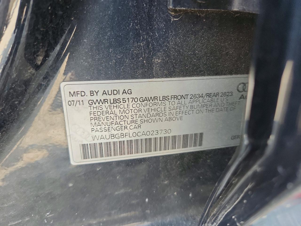 2012 Audi S4 Premium Plus Черный vin: WAUBGBFL0CA023730