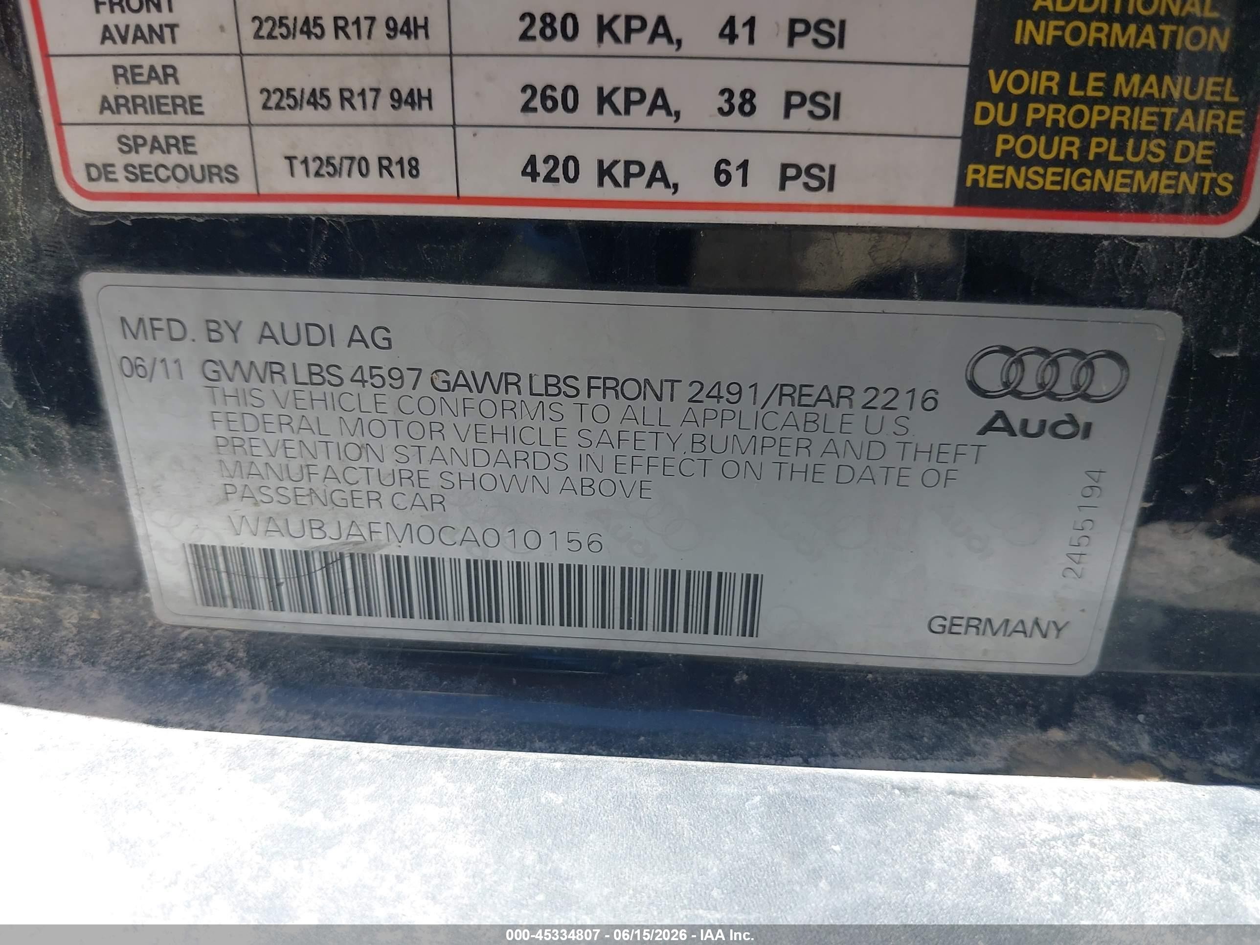 2012 Audi A3 2.0 Tdi Premium Black vin: WAUBJAFM0CA010156