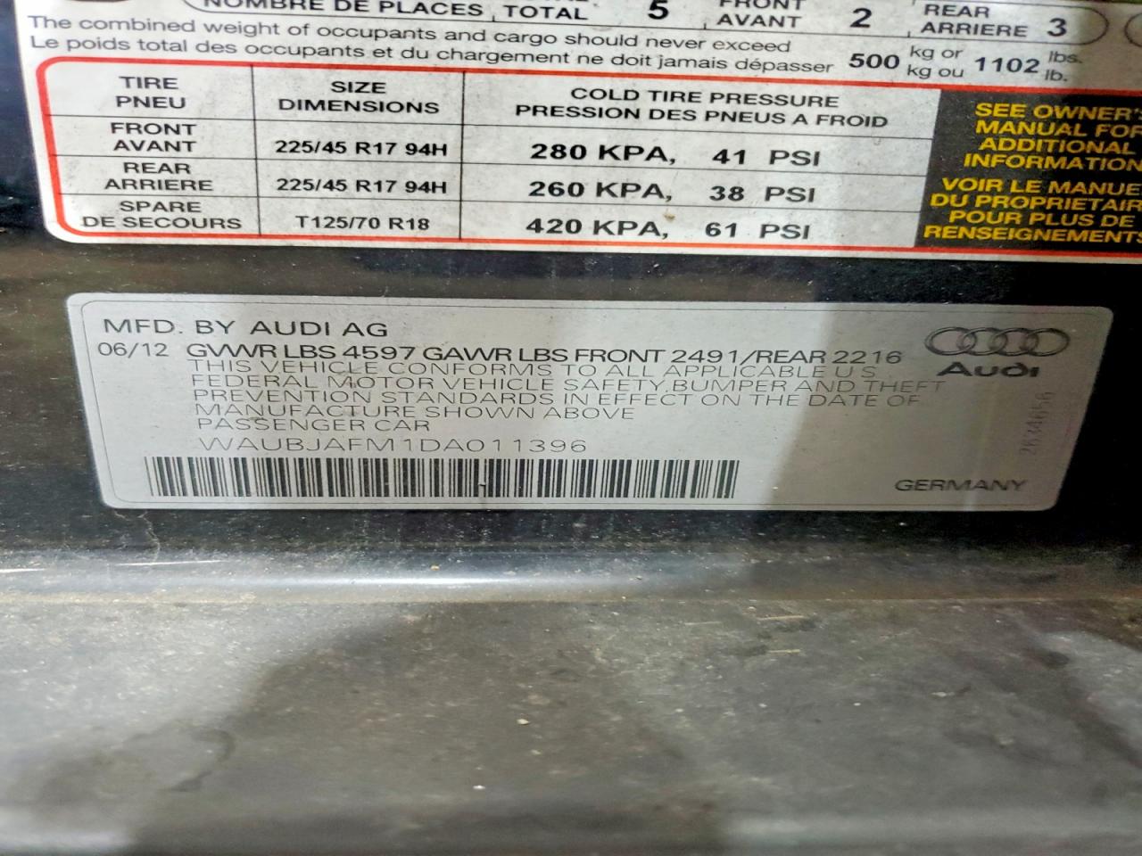 2013 Audi A3 Premium Black vin: WAUBJAFM1DA011396